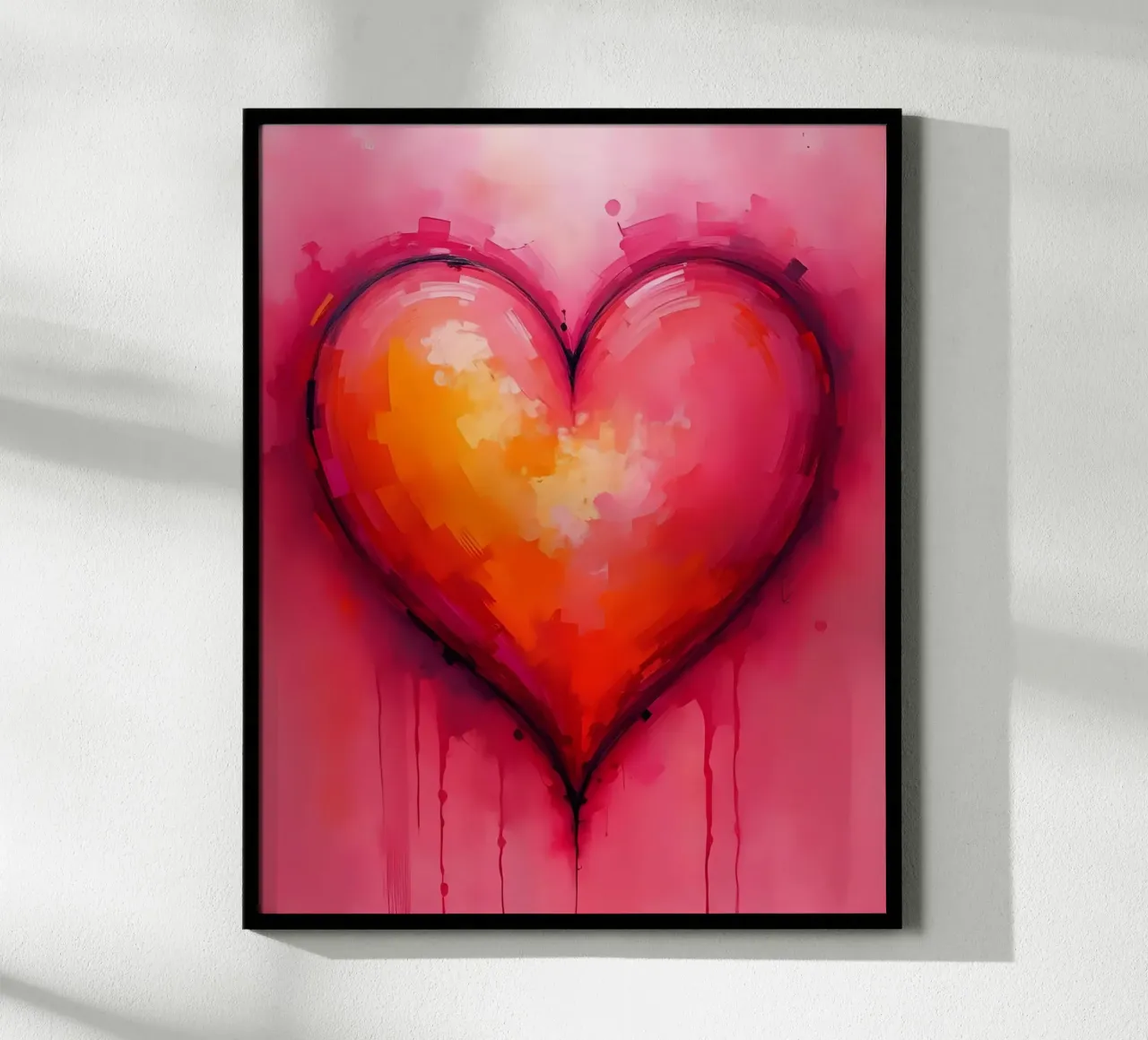 Herz_pink_orange_5 poster con telaio in plastica da Pink- und LoveArt by LK