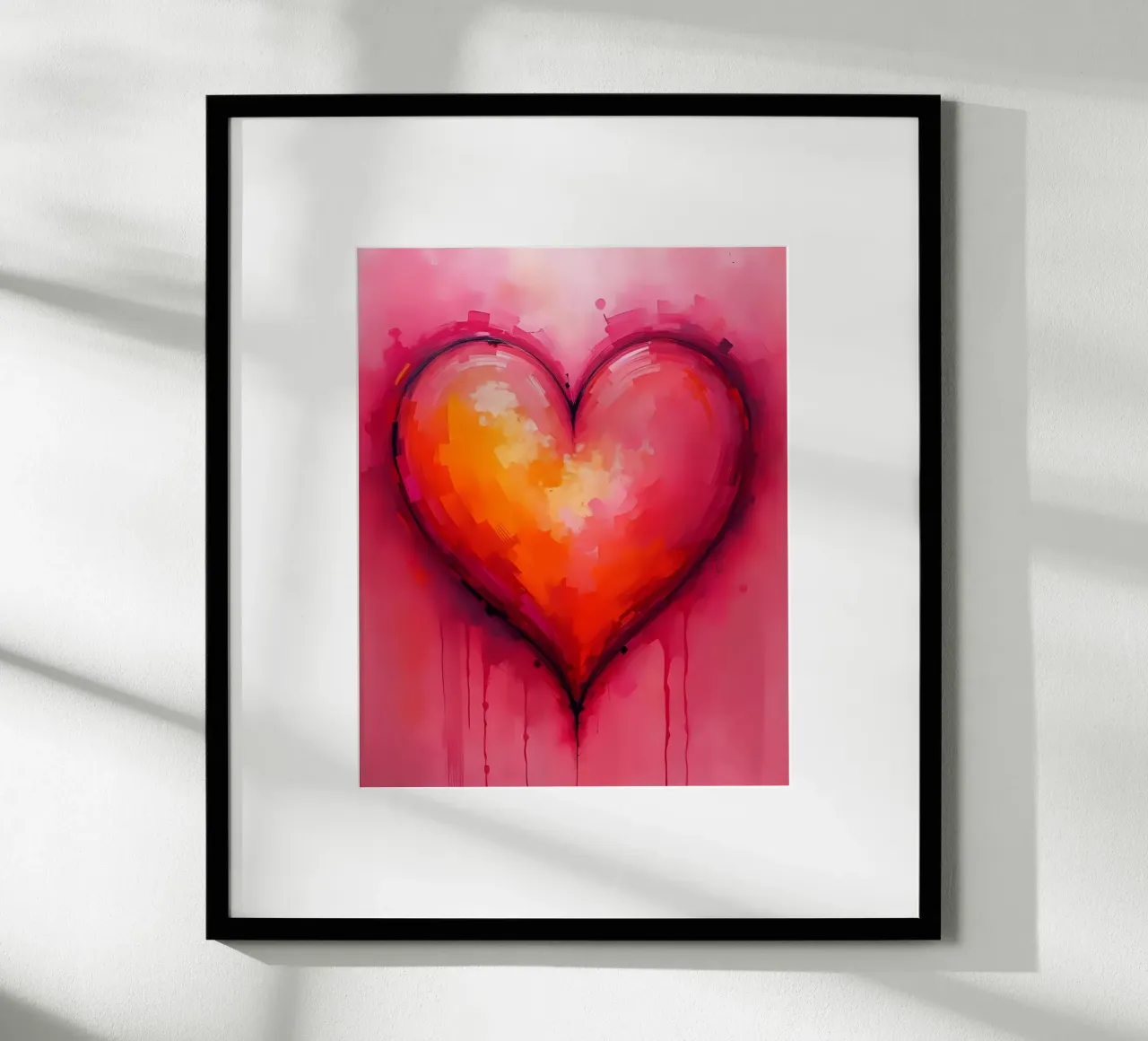 Herz_pink_orange_5 poster con telaio in plastica da Pink- und LoveArt by LK