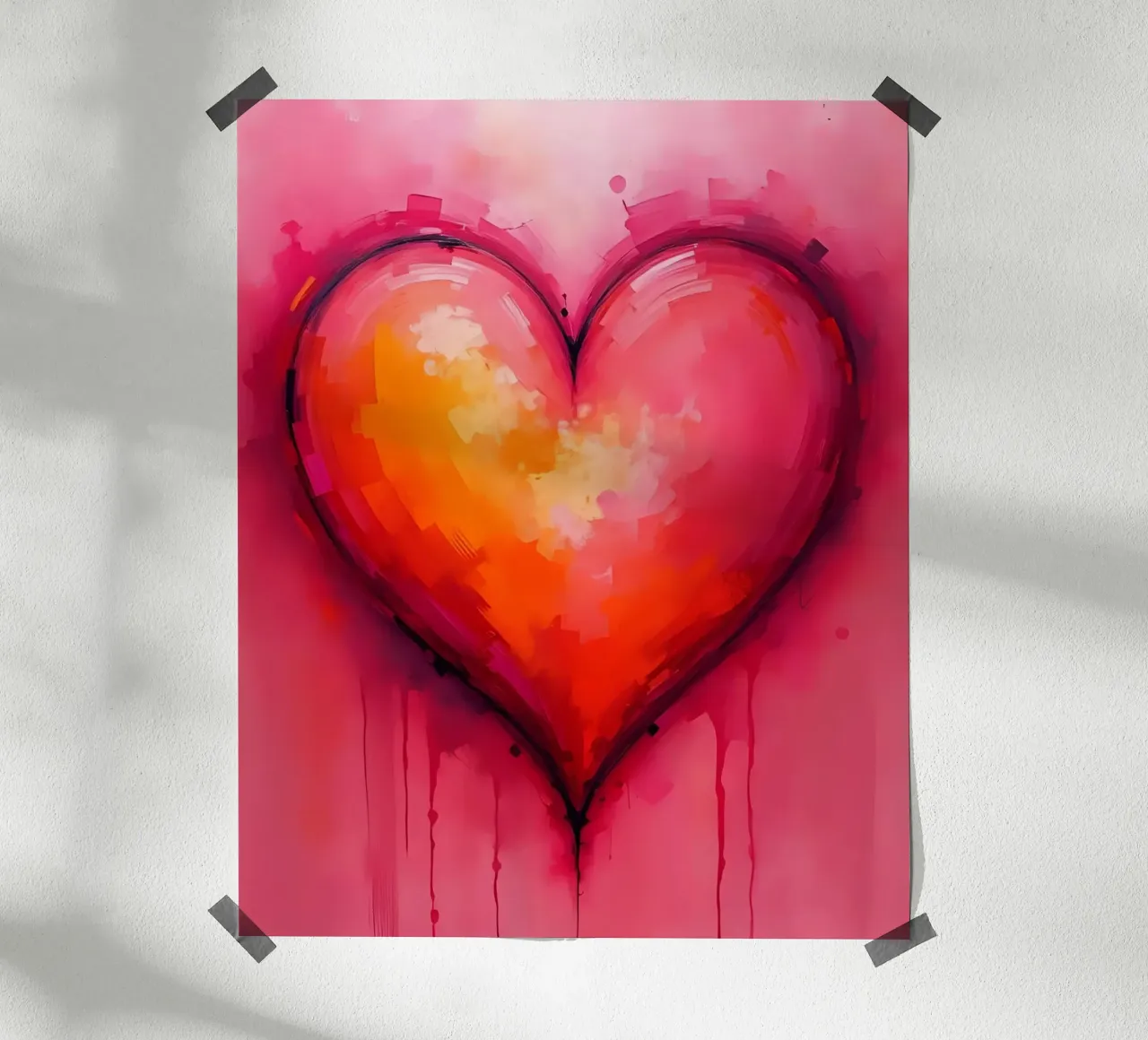 Herz_pink_orange_5 poster con telaio in plastica da Pink- und LoveArt by LK
