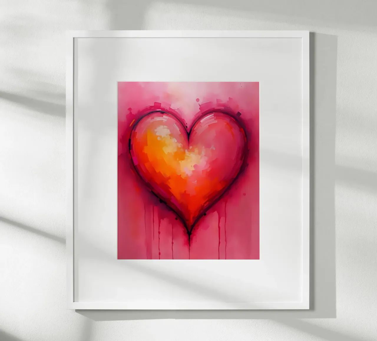 Herz_pink_orange_5 poster con telaio in plastica da Pink- und LoveArt by LK