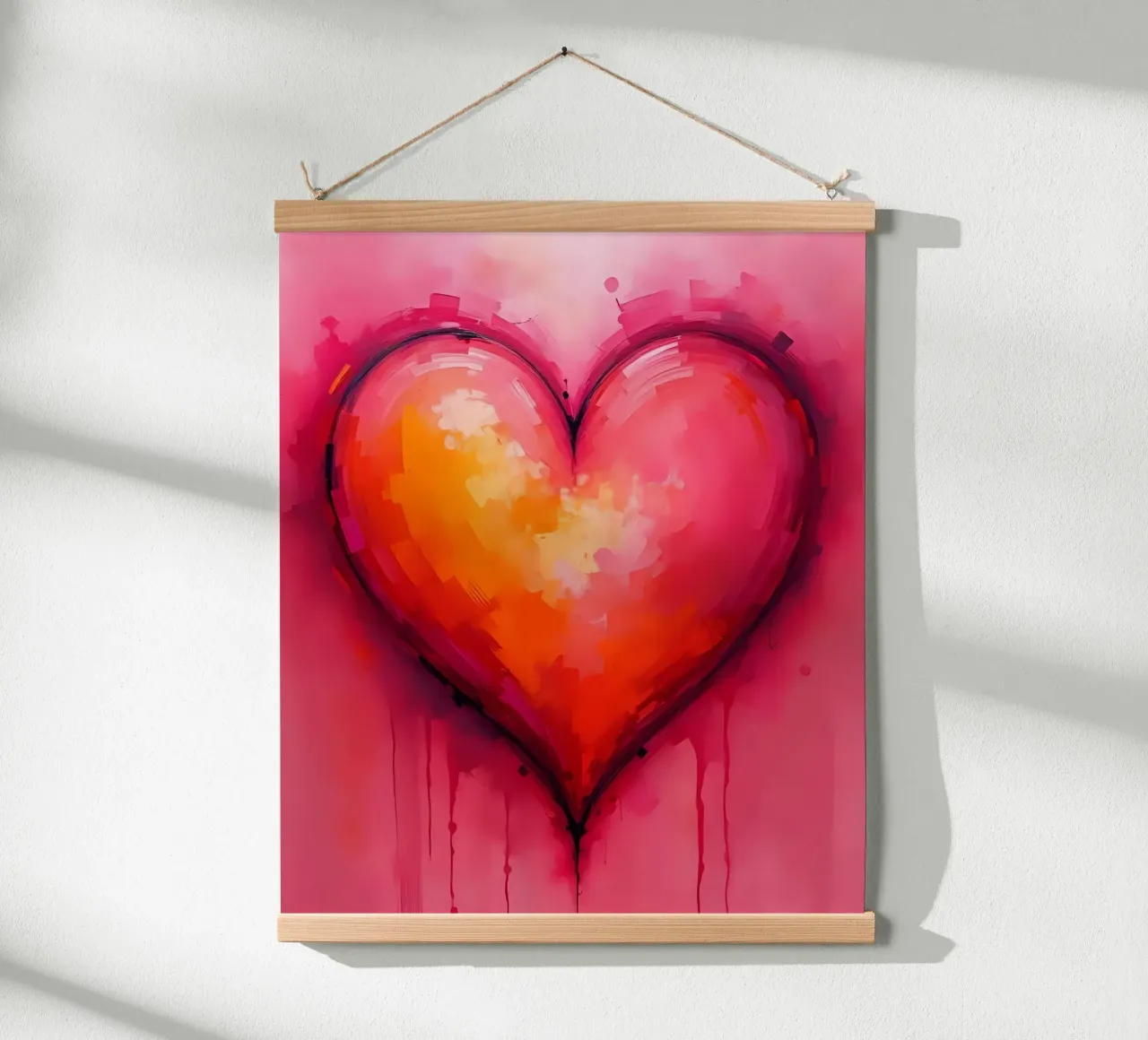 Herz_pink_orange_5 poster con telaio in plastica da Pink- und LoveArt by LK