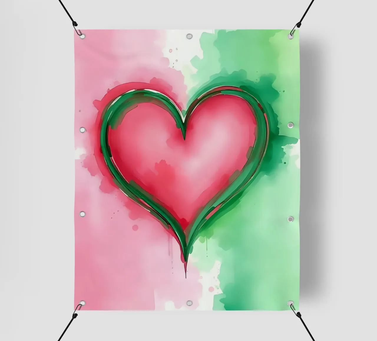 cuore_rosa_verde_1 telo in pvc da Pink- und LoveArt by LK