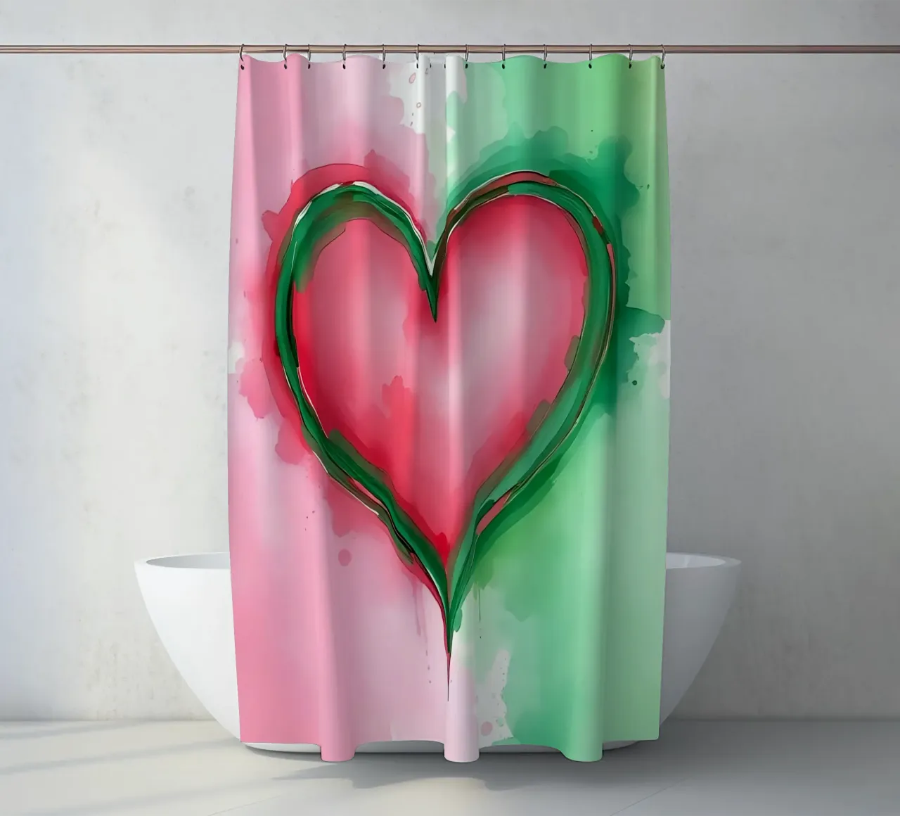 cuore_rosa_verde_1 tenda da doccia da Pink- und LoveArt by LK