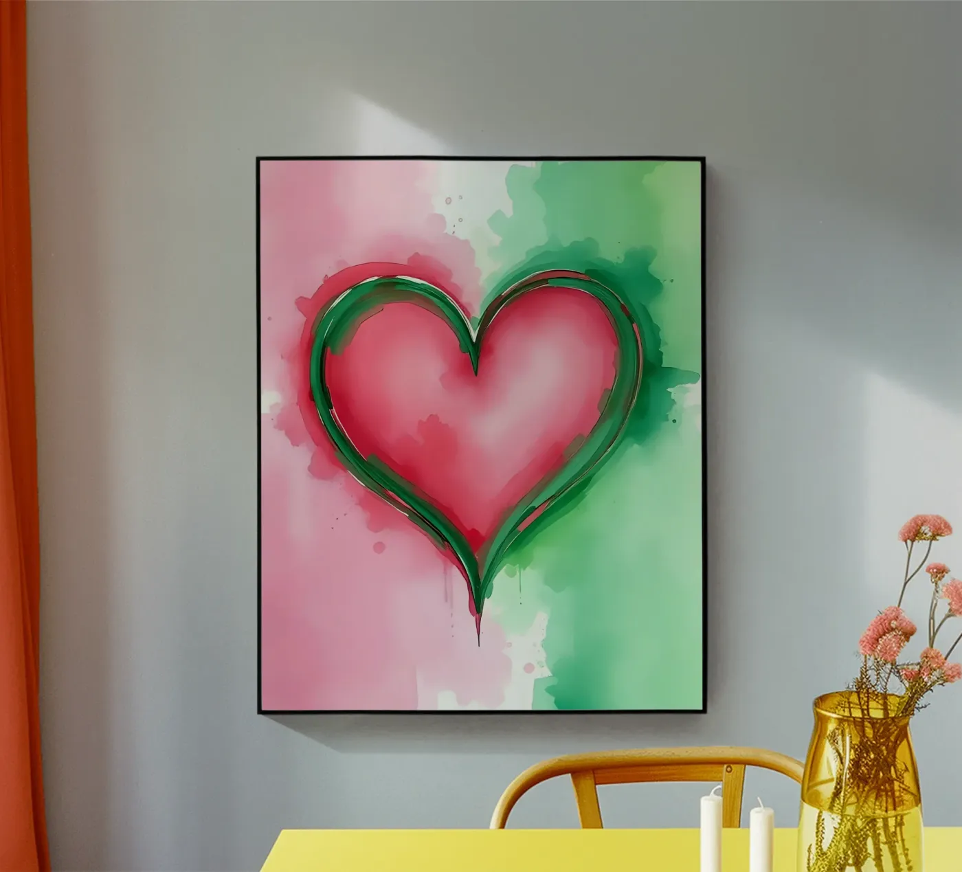 cuore_rosa_verde_1 plexiglass da Pink- und LoveArt by LK