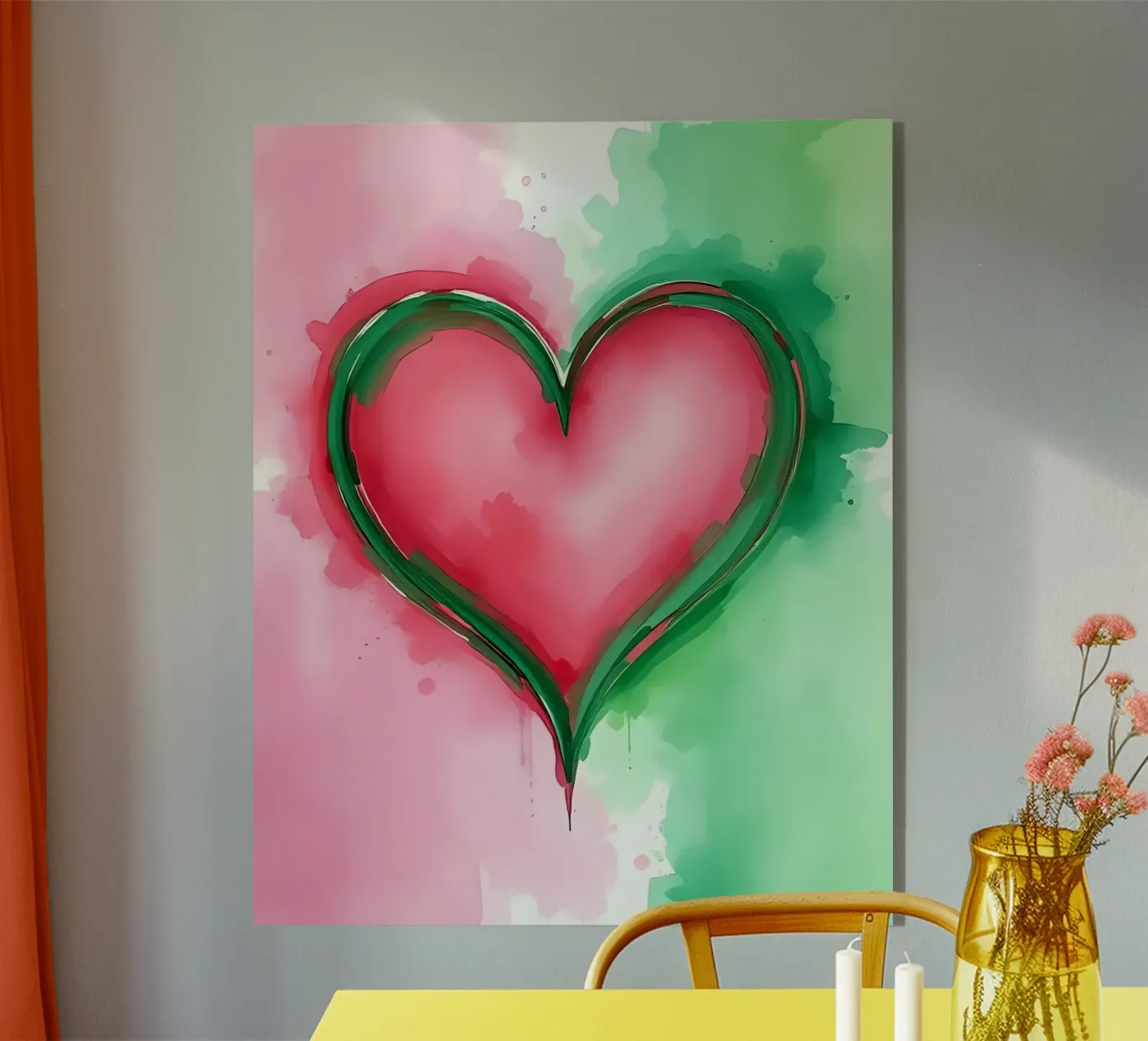 cuore_rosa_verde_1 plexiglass da Pink- und LoveArt by LK