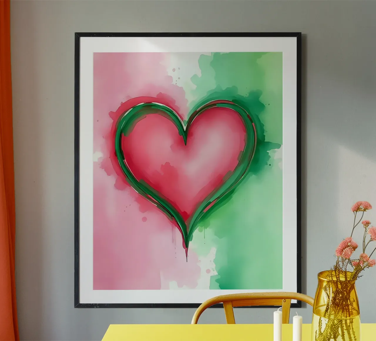 cuore_rosa_verde_1 carta hahnemühle da Pink- und LoveArt by LK