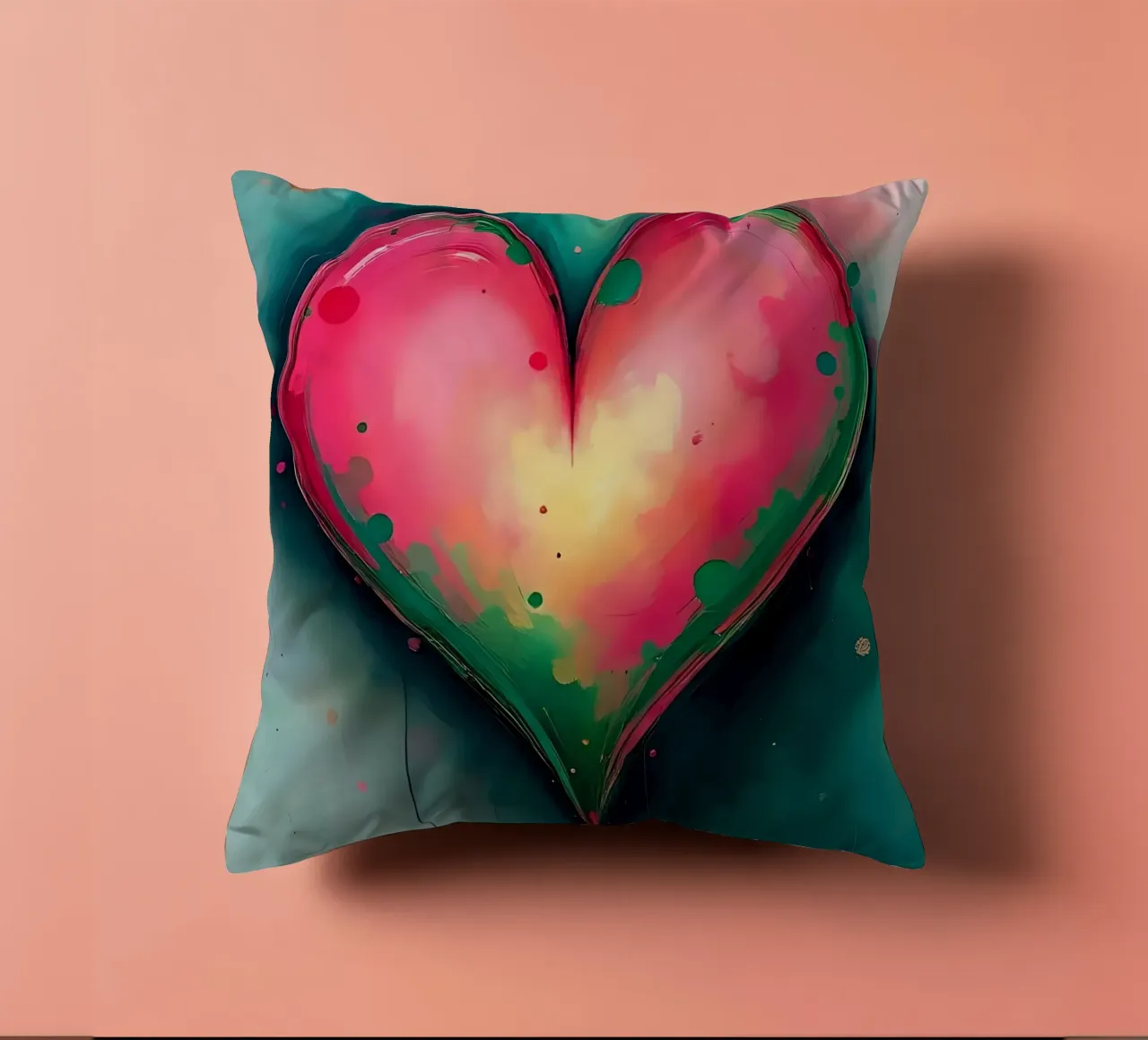 cuore_rosa_verde_2 cuscino da Pink- und LoveArt by LK