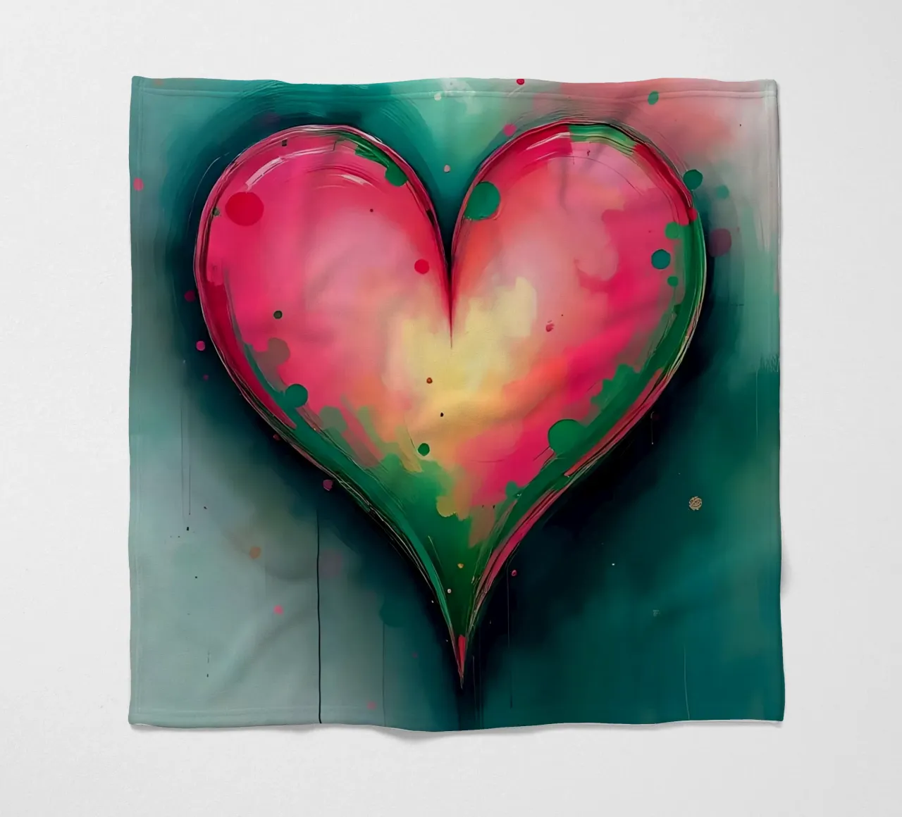 cuore_rosa_verde_2 coperta in pile da Pink- und LoveArt by LK
