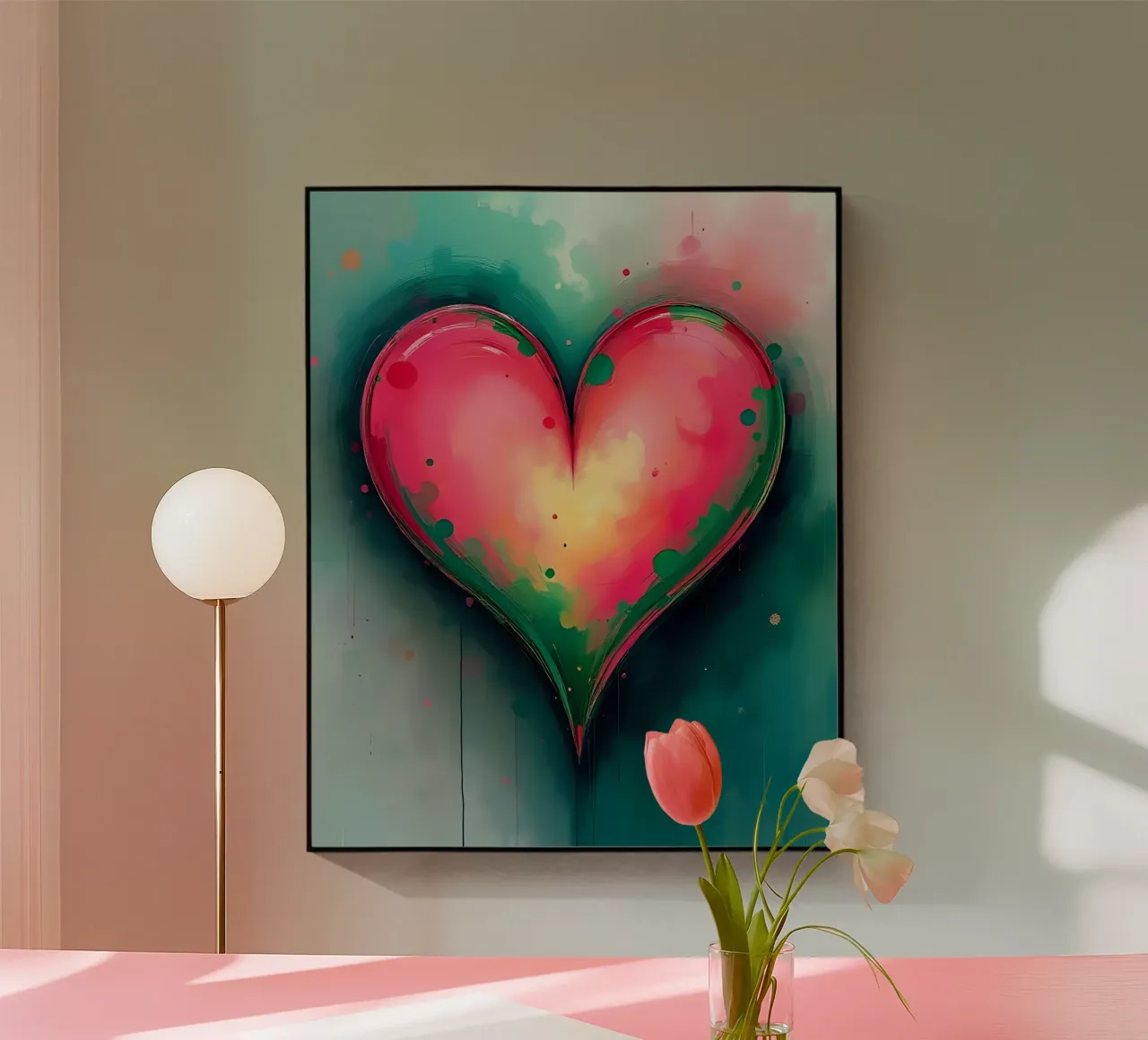 cuore_rosa_verde_2 plexiglass da Pink- und LoveArt by LK