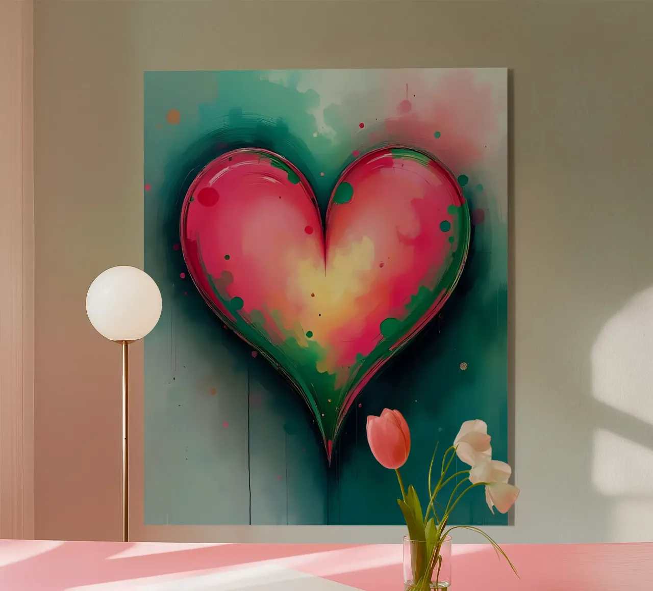 cuore_rosa_verde_2 plexiglass da Pink- und LoveArt by LK