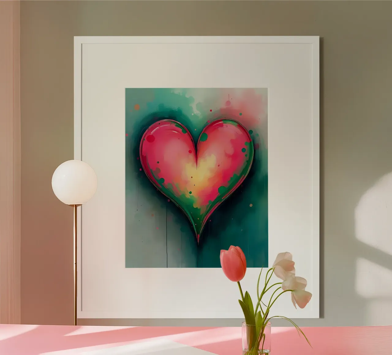 cuore_rosa_verde_2 carta hahnemühle da Pink- und LoveArt by LK