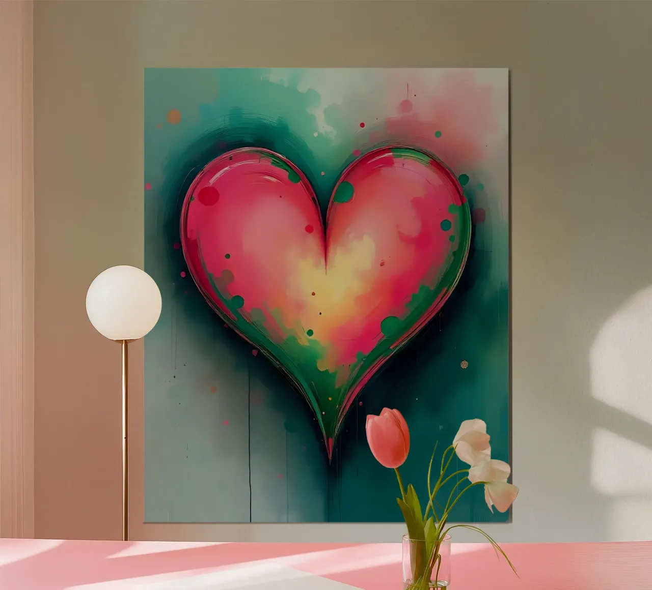 cuore_rosa_verde_2 carta hahnemühle da Pink- und LoveArt by LK