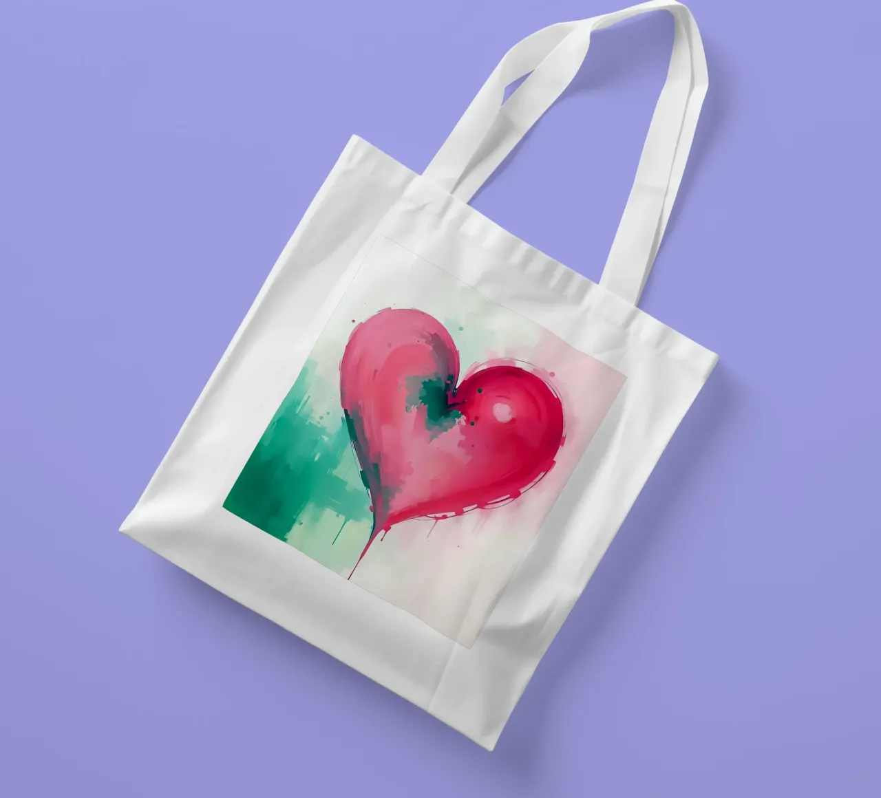 cuore_rosa_verde_3 borsa in juta da Pink- und LoveArt by LK