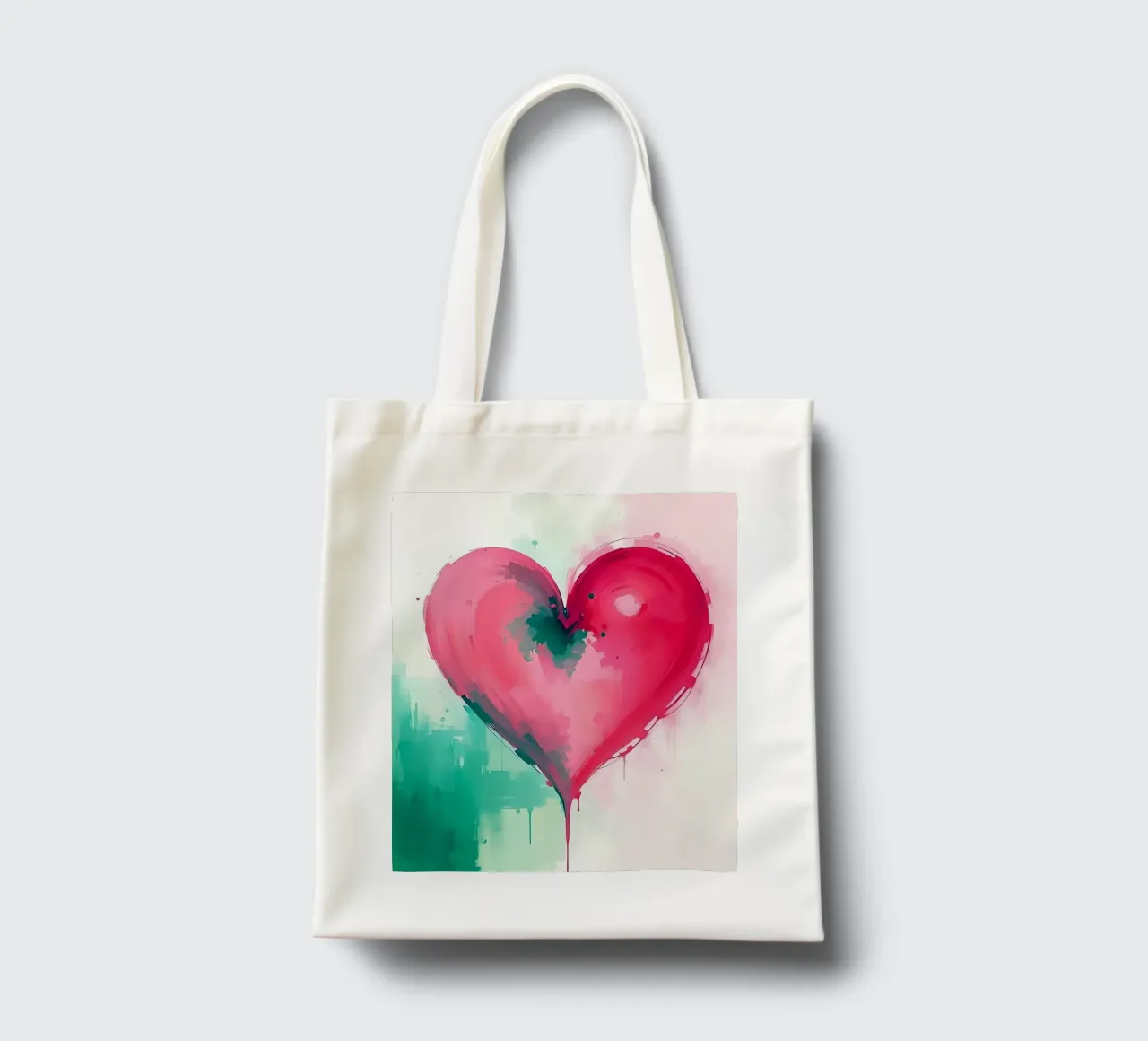 cuore_rosa_verde_3 borsa in juta da Pink- und LoveArt by LK