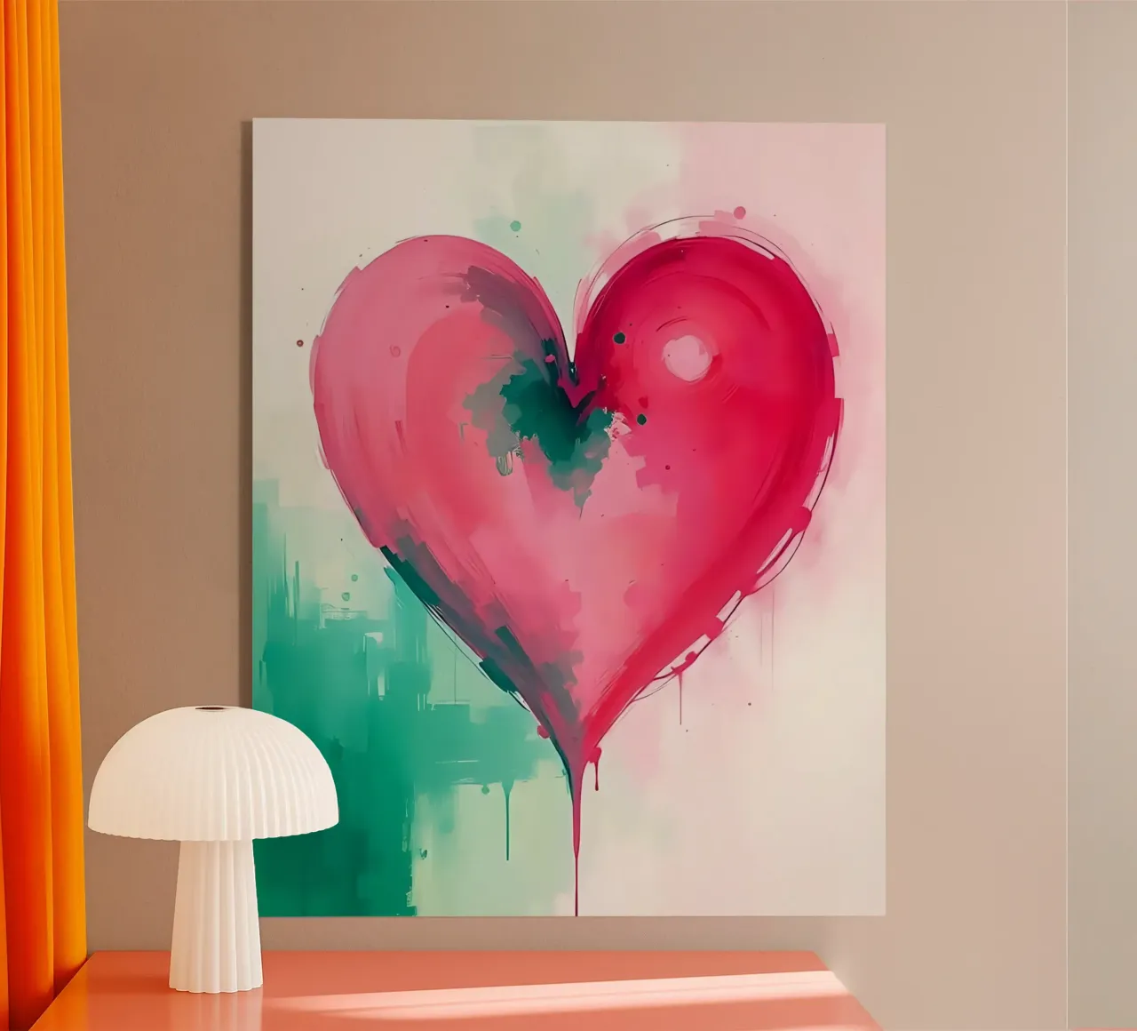 cuore_rosa_verde_3 plexiglass da Pink- und LoveArt by LK
