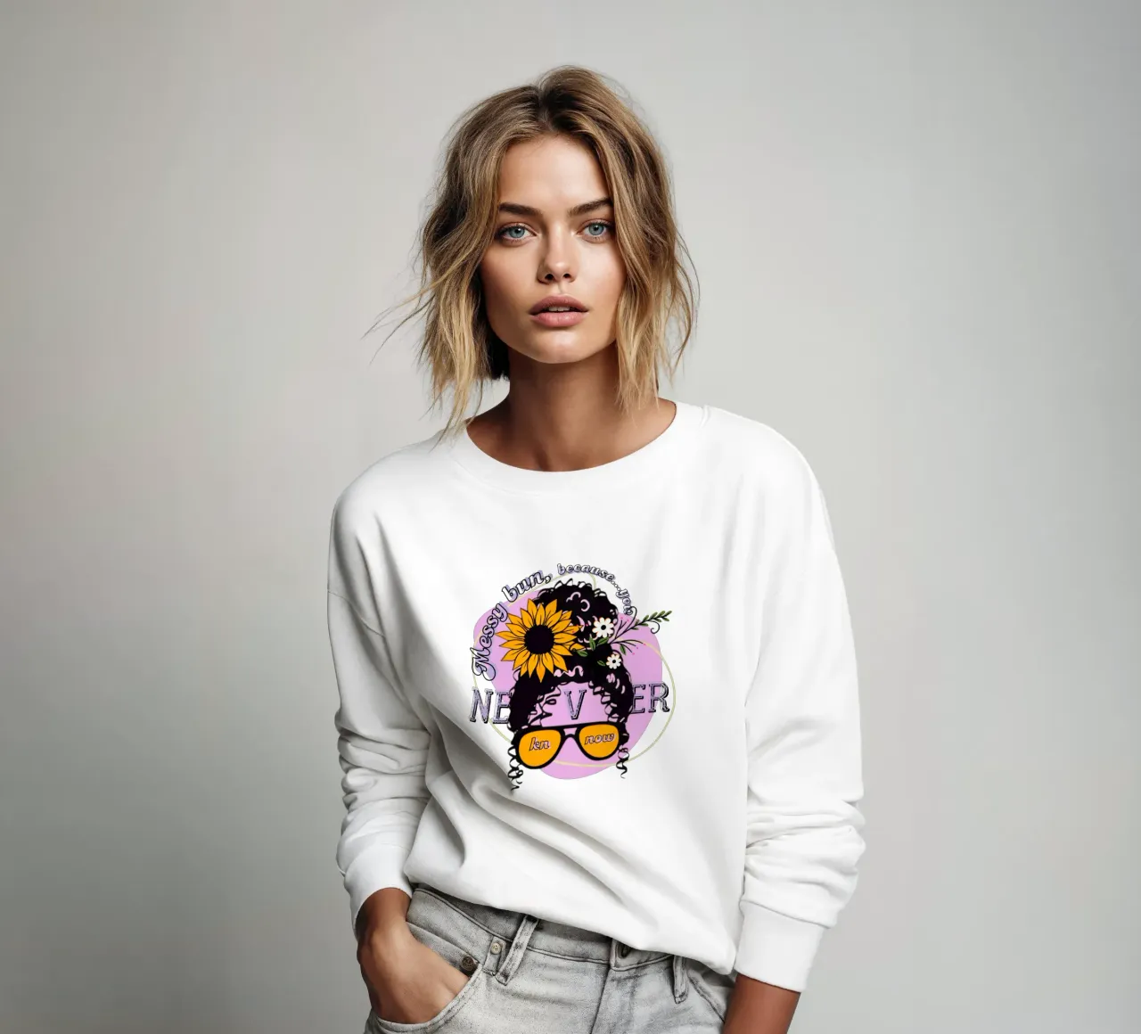 Time for Messy Bun sweatshirt by Eni Brandon