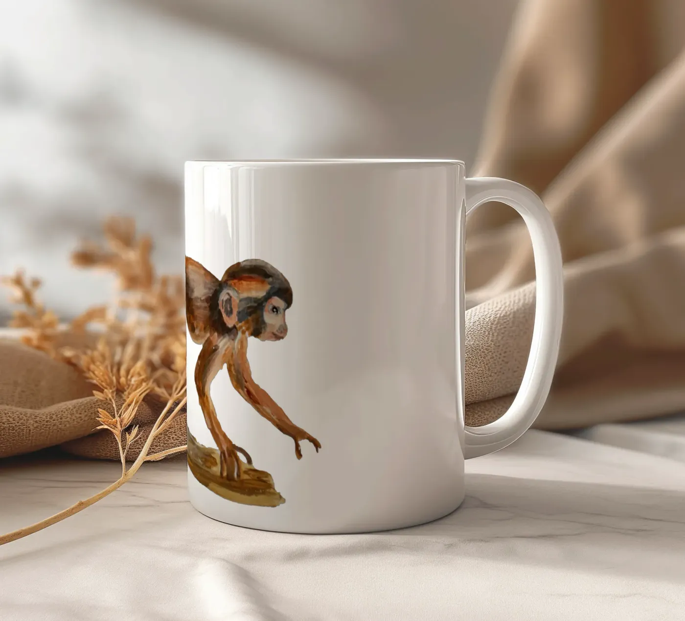 Monkey ceramic mug by Femke Zwaan