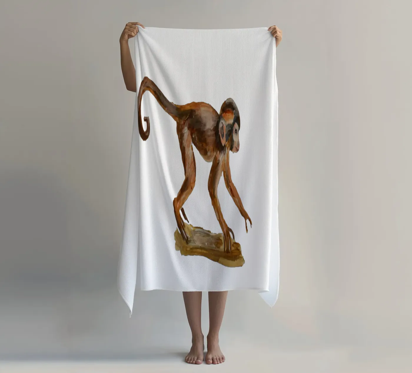 Monkey strandhanddoek van Femke Zwaan