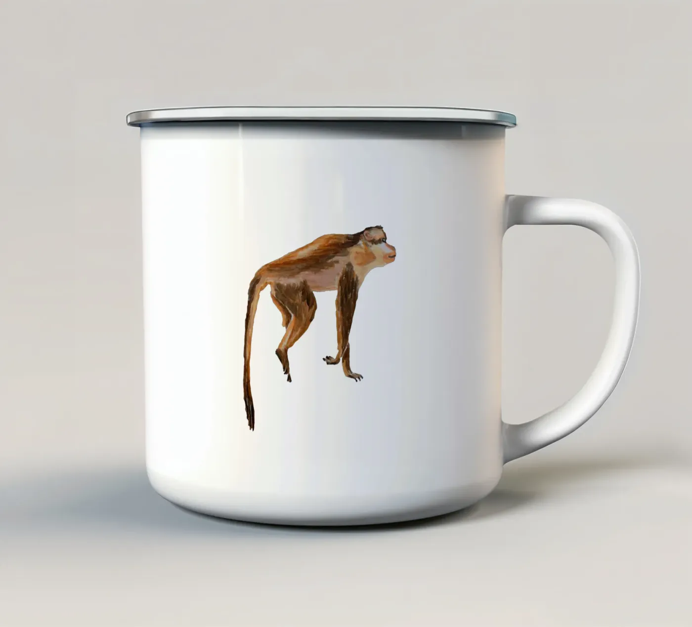 Monkey enamel mug by Femke Zwaan