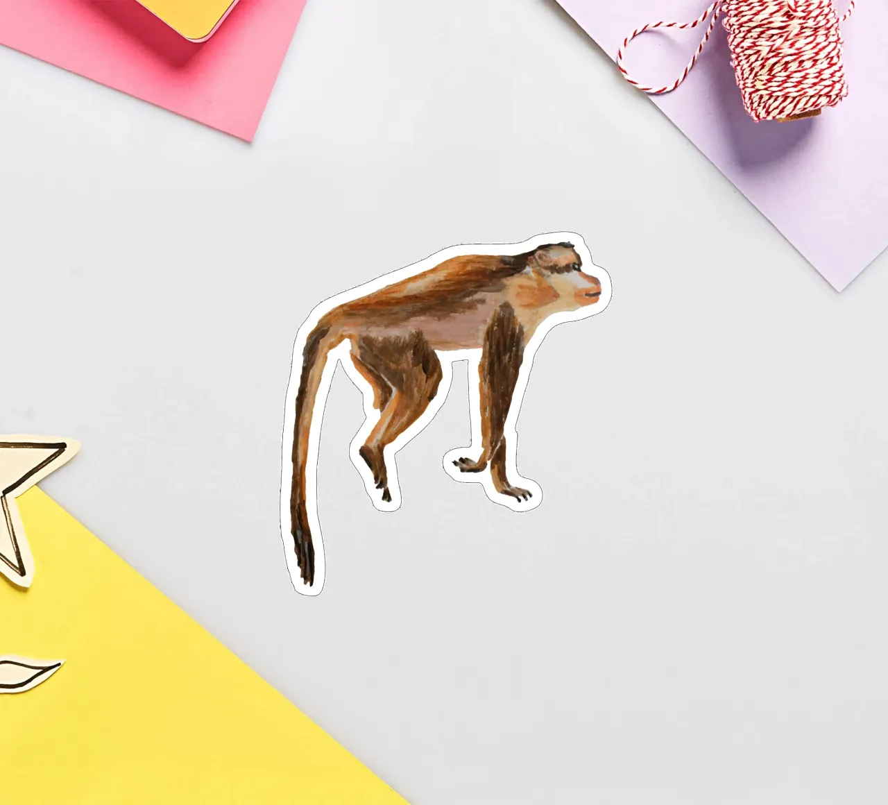 Monkey sticker van Femke Zwaan