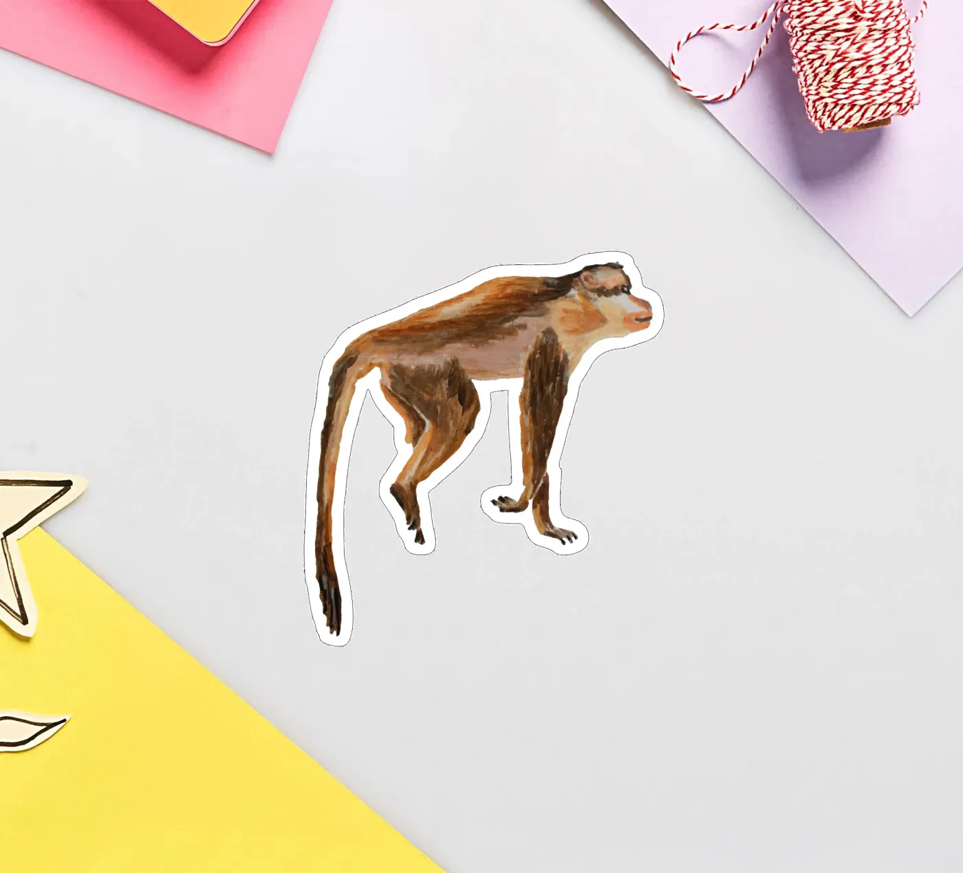 Monkey Sticker von Femke Zwaan