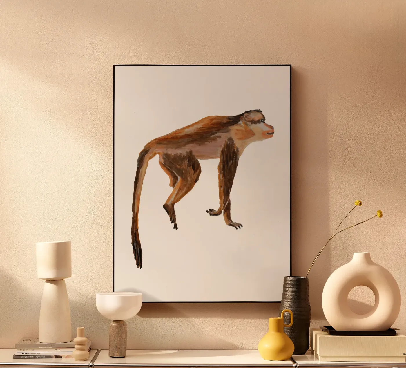Monkey acryl van Femke Zwaan