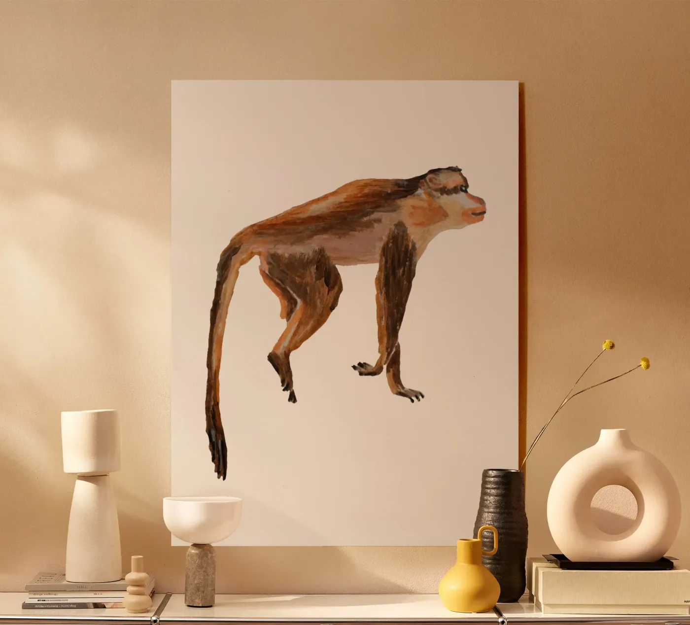 Monkey acryl van Femke Zwaan