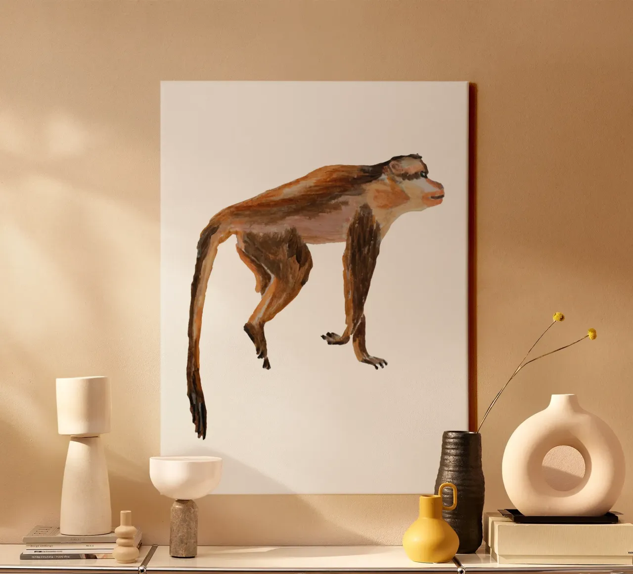 Monkey tela con Cornice a cassetta da Femke Zwaan