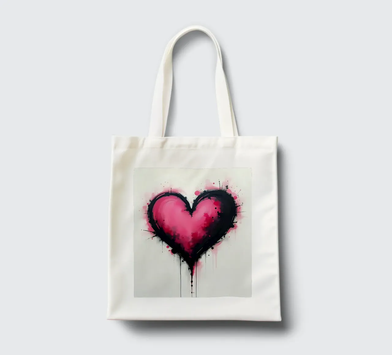 cuore_rosa_nero_1 borsa in juta da Pink- und LoveArt by LK