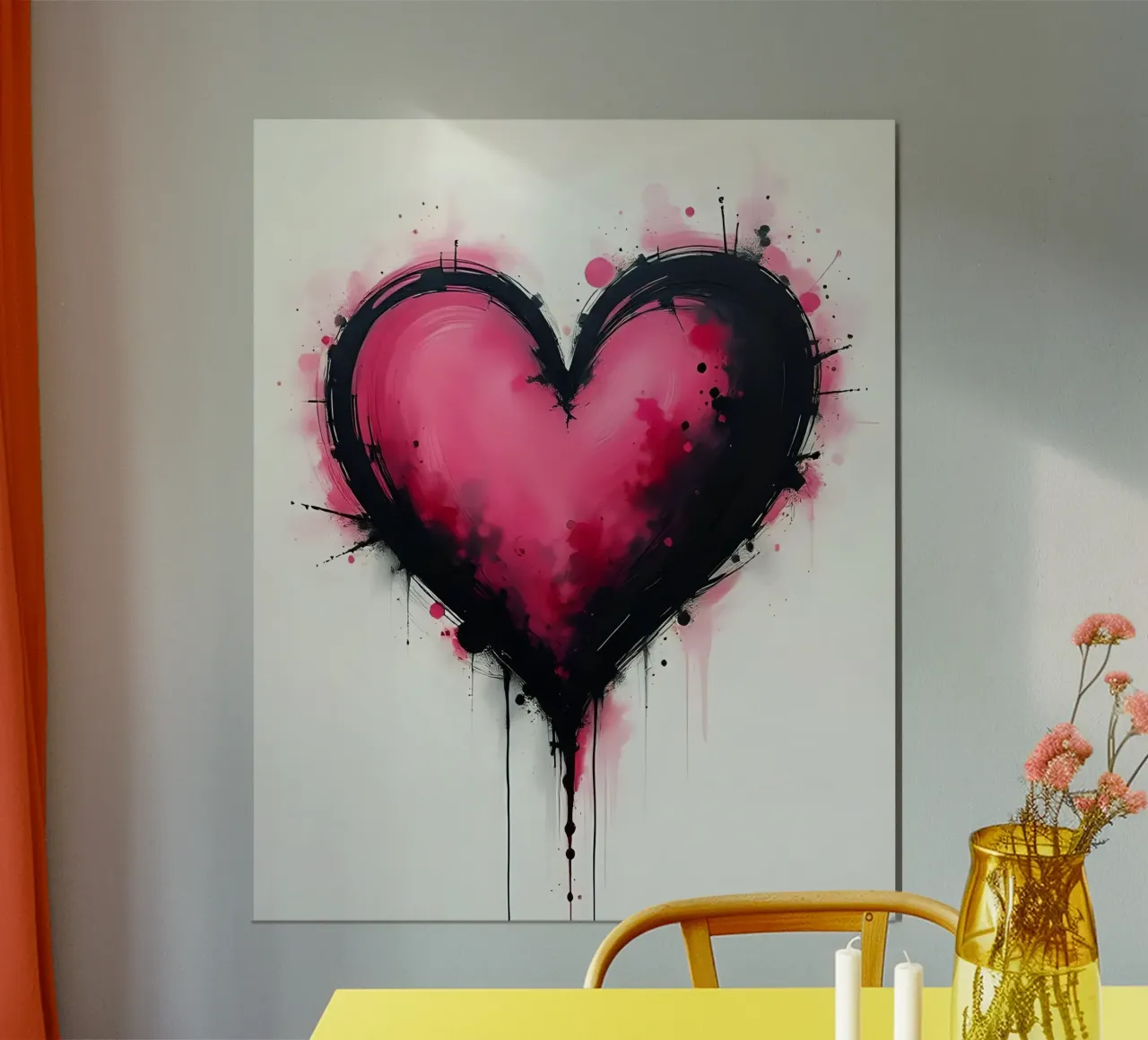 cuore_rosa_nero_1 carta hahnemühle da Pink- und LoveArt by LK