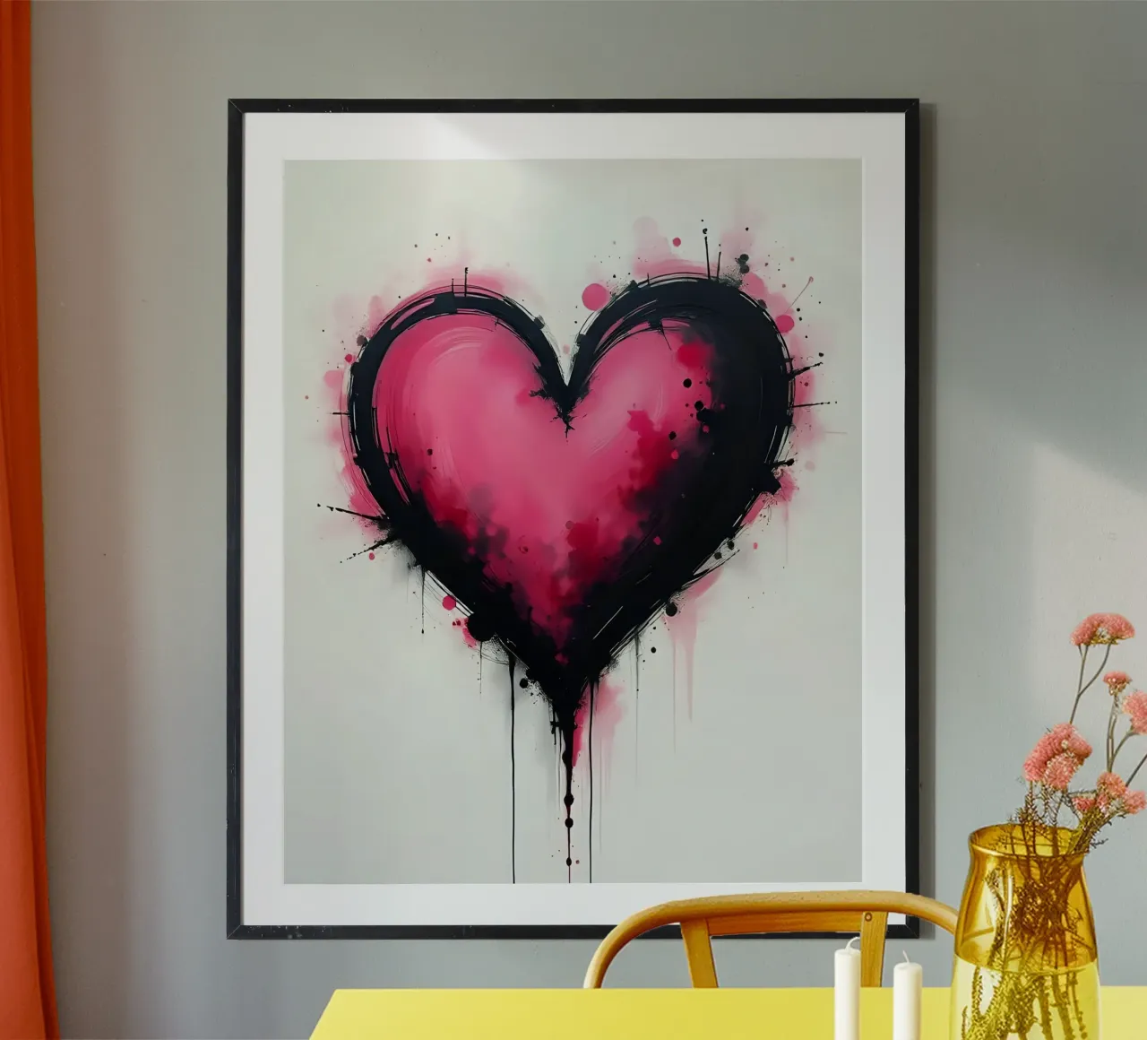 cuore_rosa_nero_1 carta hahnemühle da Pink- und LoveArt by LK