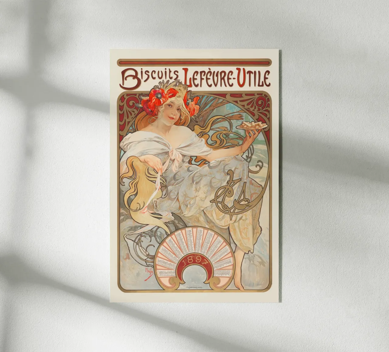 Alfons Mucha - Biscotti Lefèvre Utile plexiglass da Old Masters