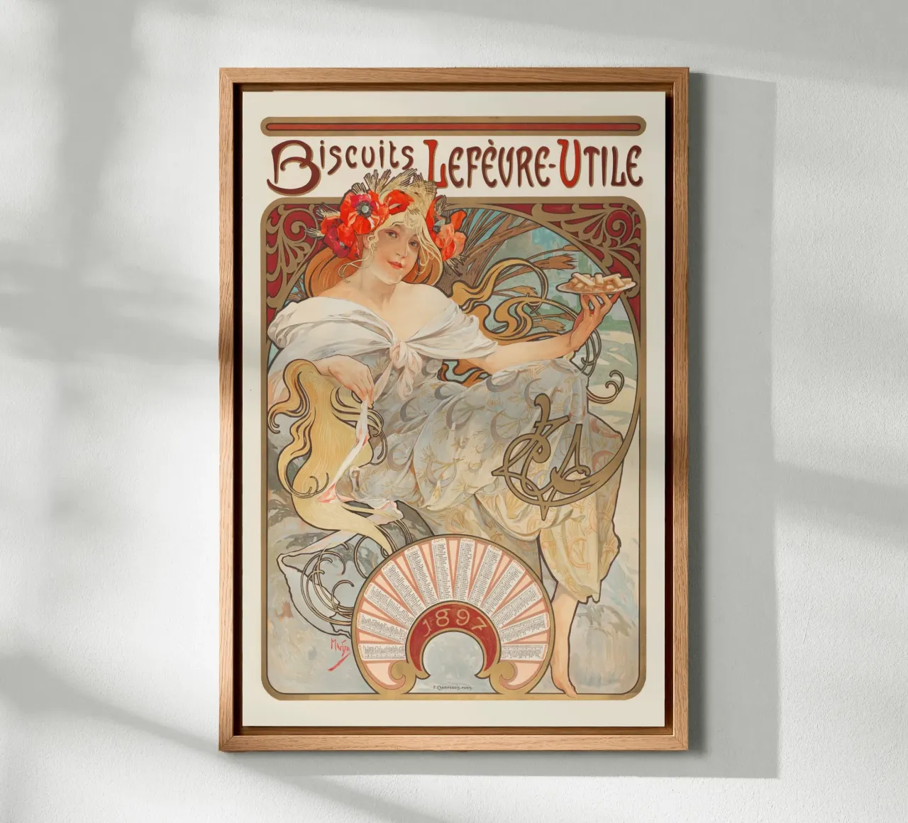 Alfons Mucha - Biscotti Lefèvre Utile tela con Cornice a cassetta da Old Masters