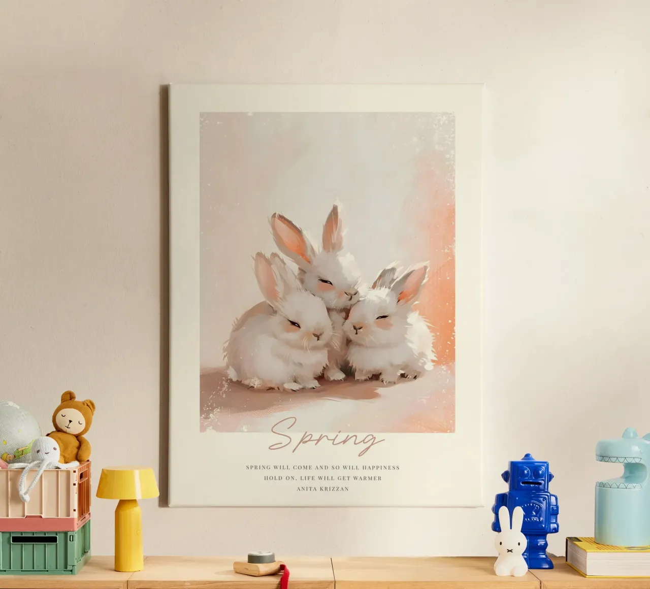 Happy Easter No 05 canvas met Baklijst van treechild