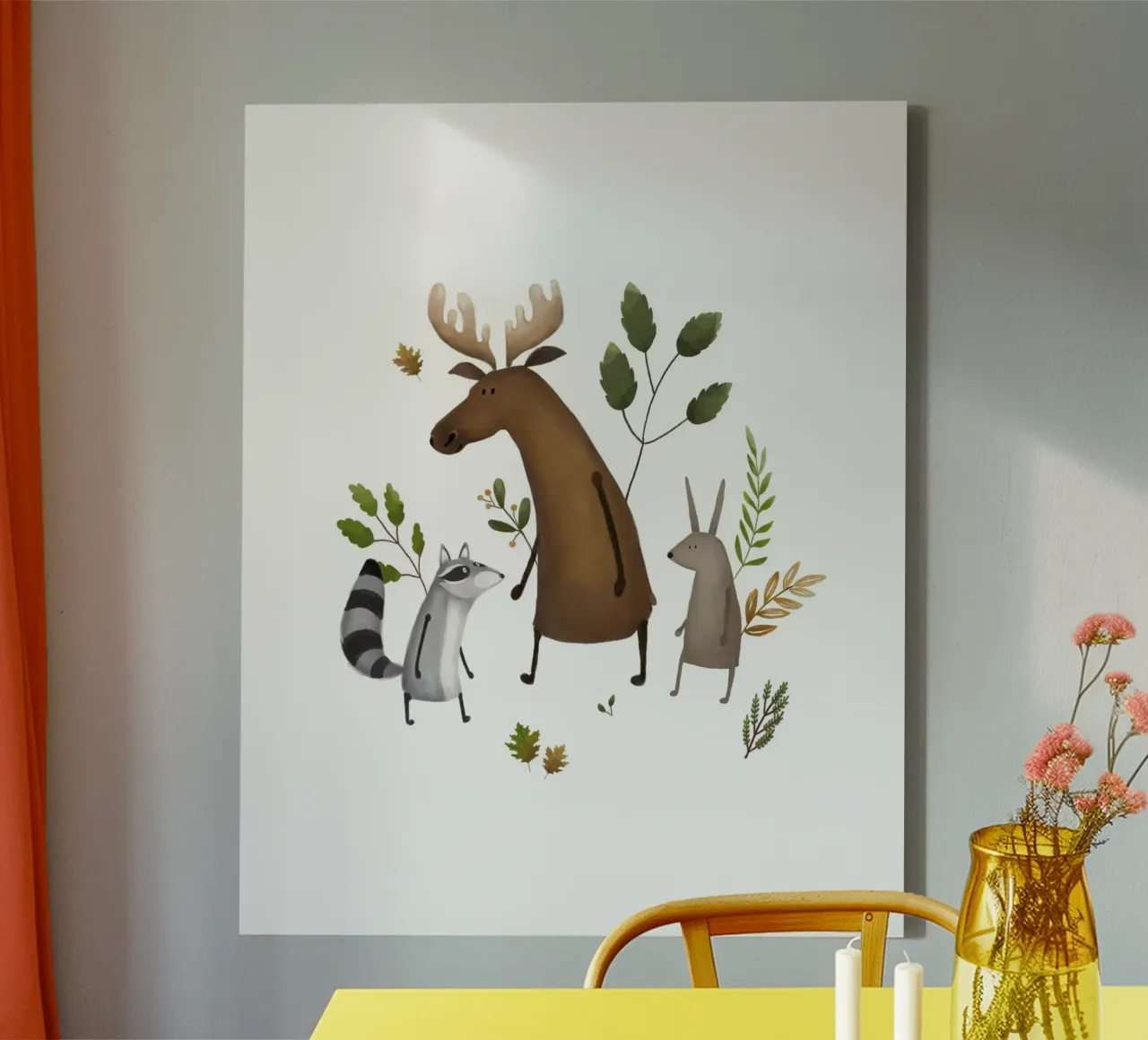 Woodland Trio Adventure - Whimsical Forest Animal Print canvas by Urchin Bay Art