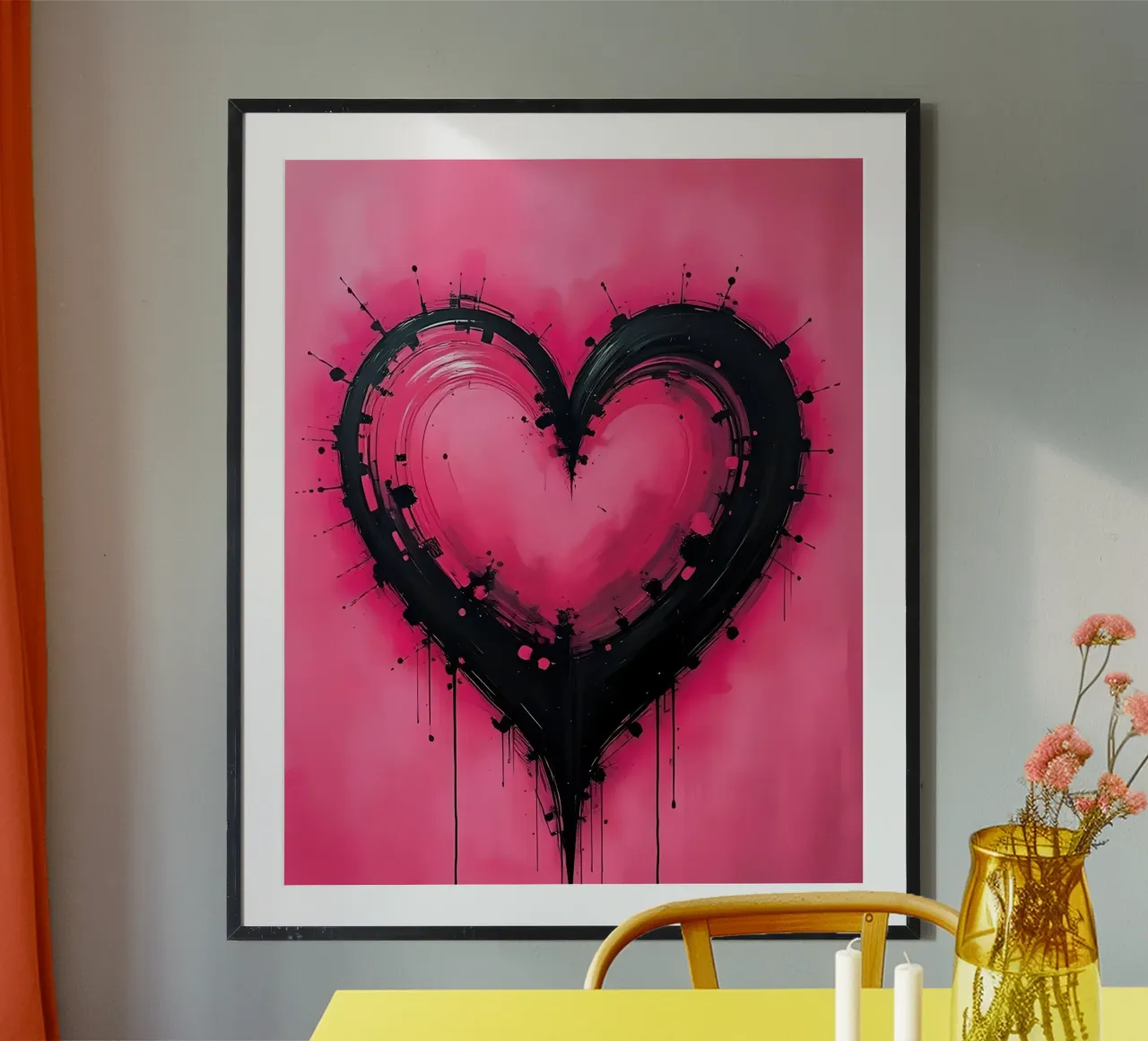 cuore_rosa_nero_2 poster da Pink- und LoveArt by LK