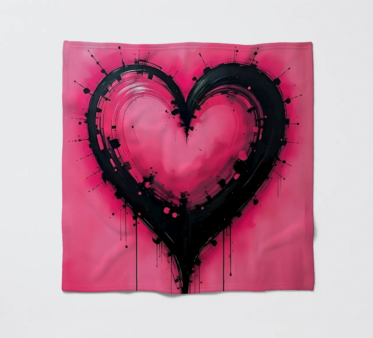 cuore_rosa_nero_2 coperta in pile da Pink- und LoveArt by LK