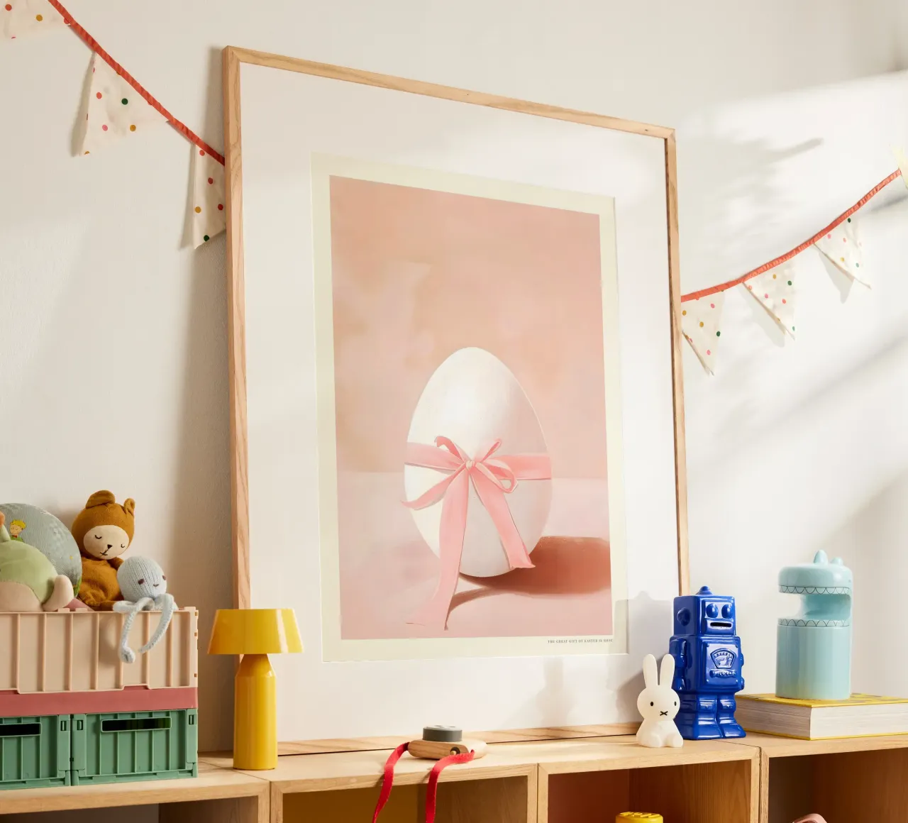 Happy Easter No 13 poster con telaio in legno da treechild