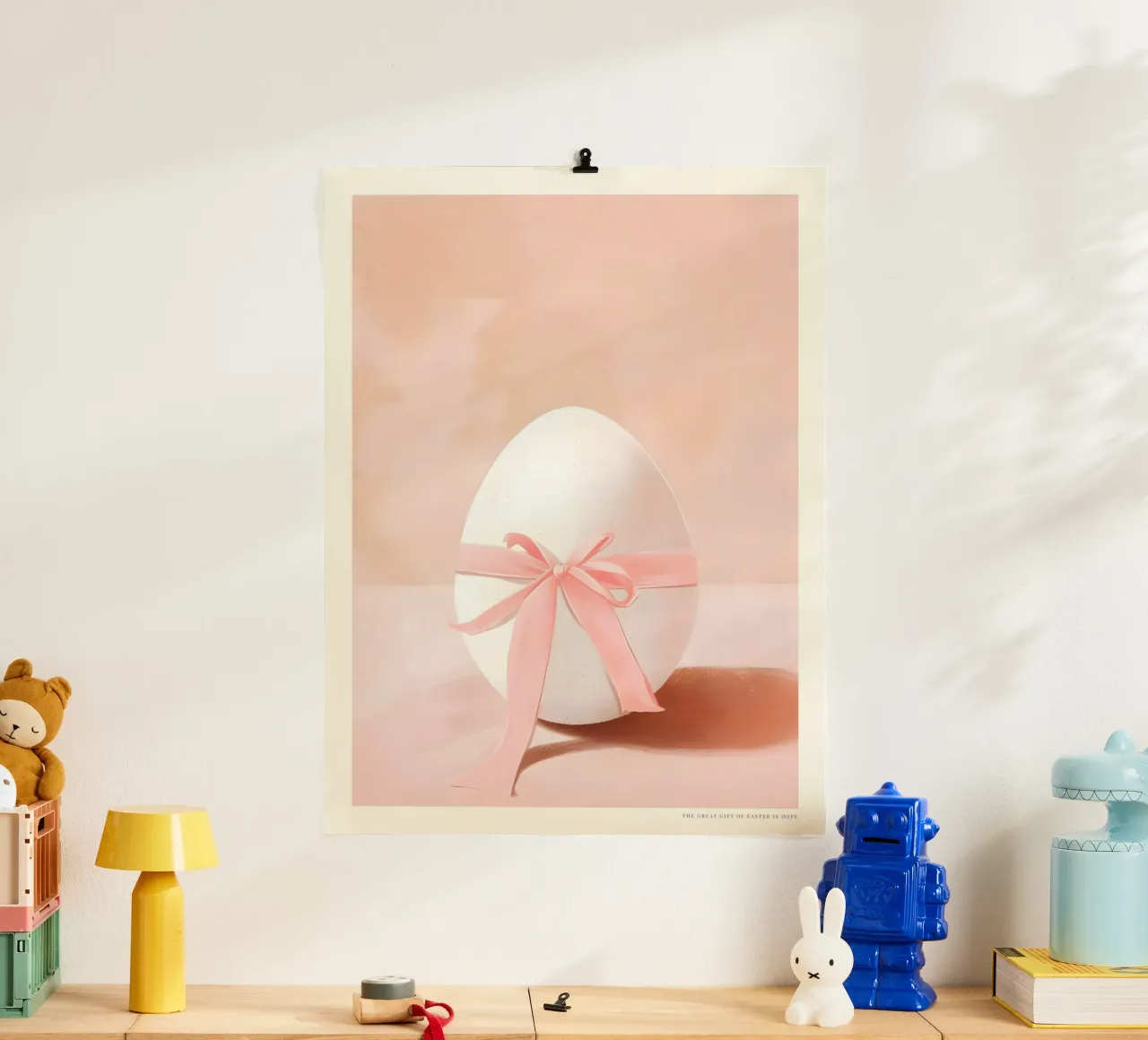 Happy Easter No 13 poster con telaio in legno da treechild