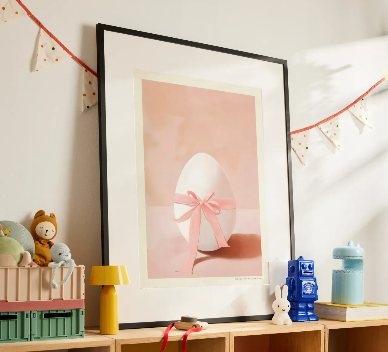Happy Easter No 13 poster con telaio in legno da treechild