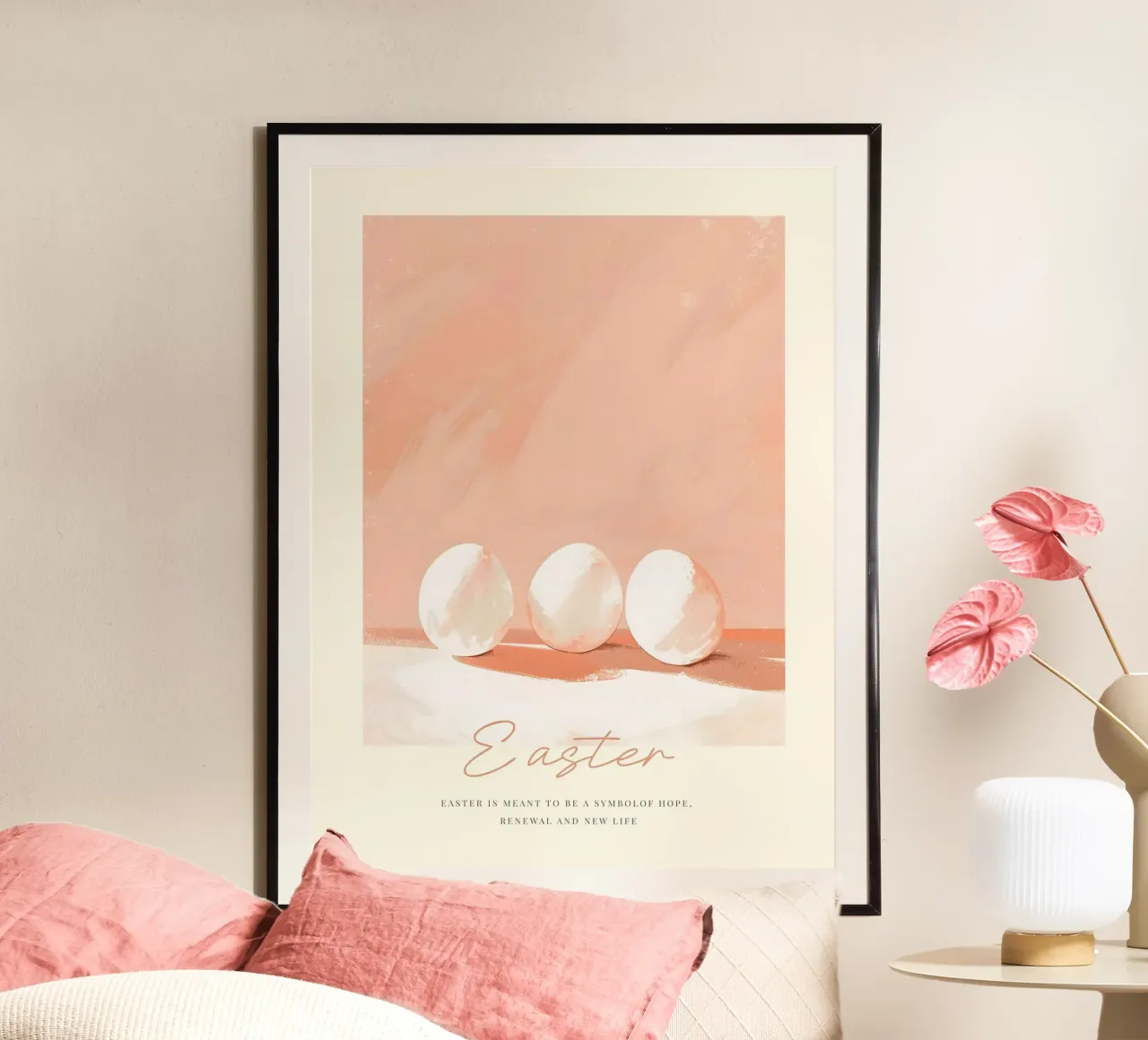 Happy Easter No 15 poster con telaio in alluminio da treechild
