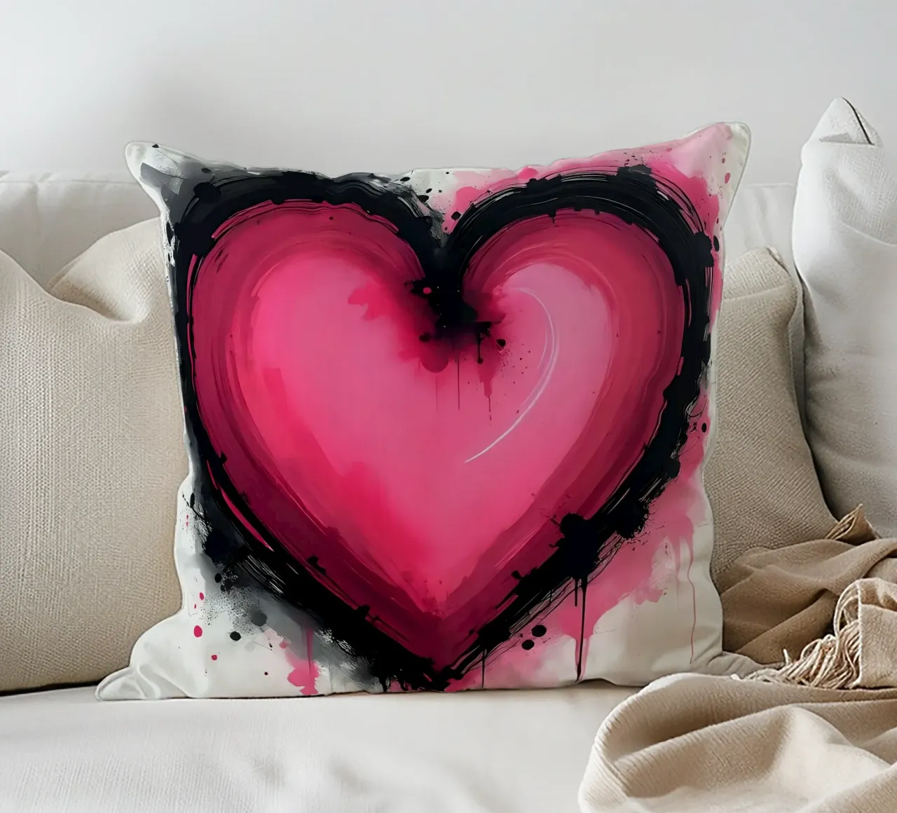 cuore_rosa_nero_3 cuscino da Pink- und LoveArt by LK
