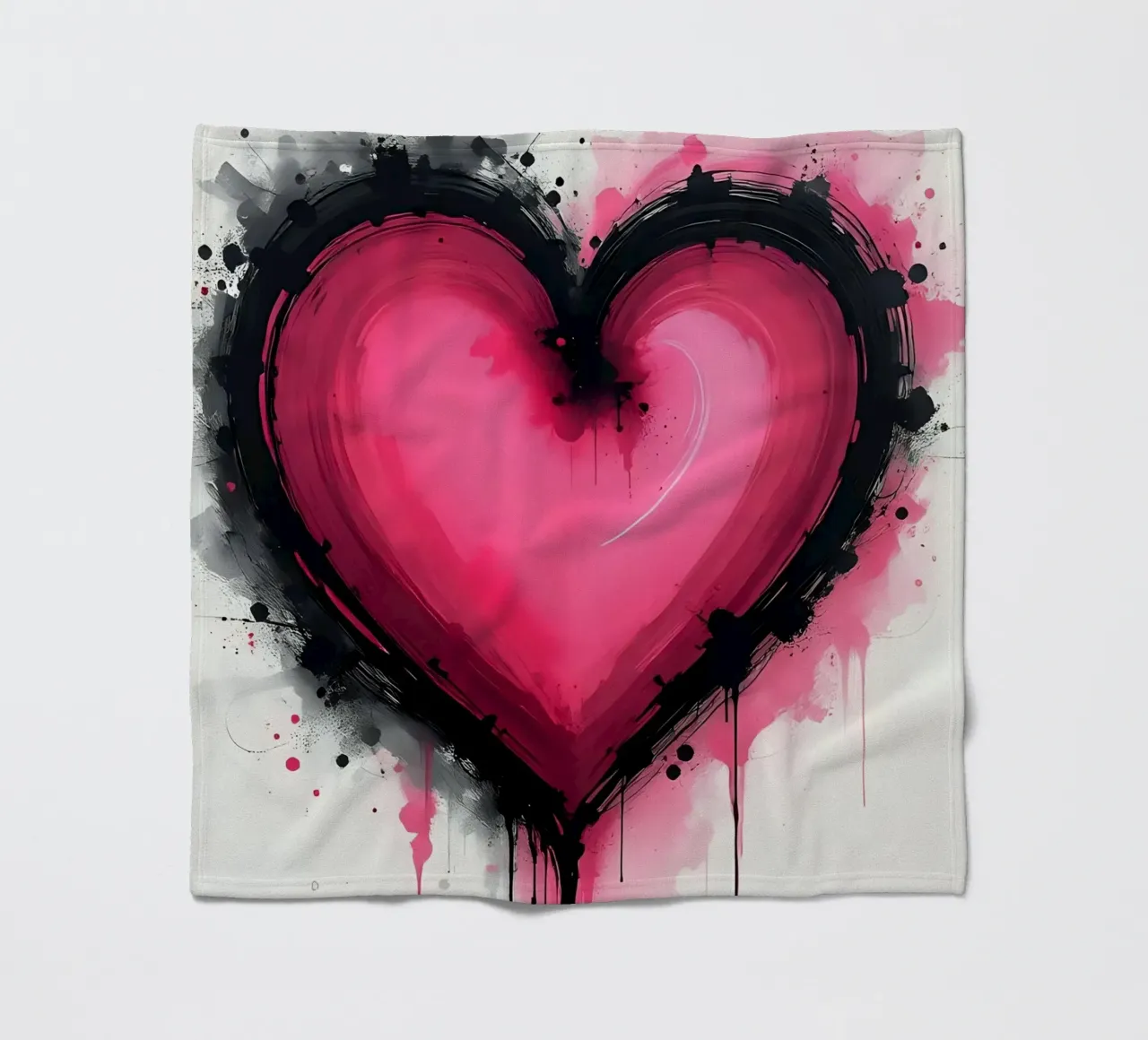 cuore_rosa_nero_3 coperta in pile da Pink- und LoveArt by LK