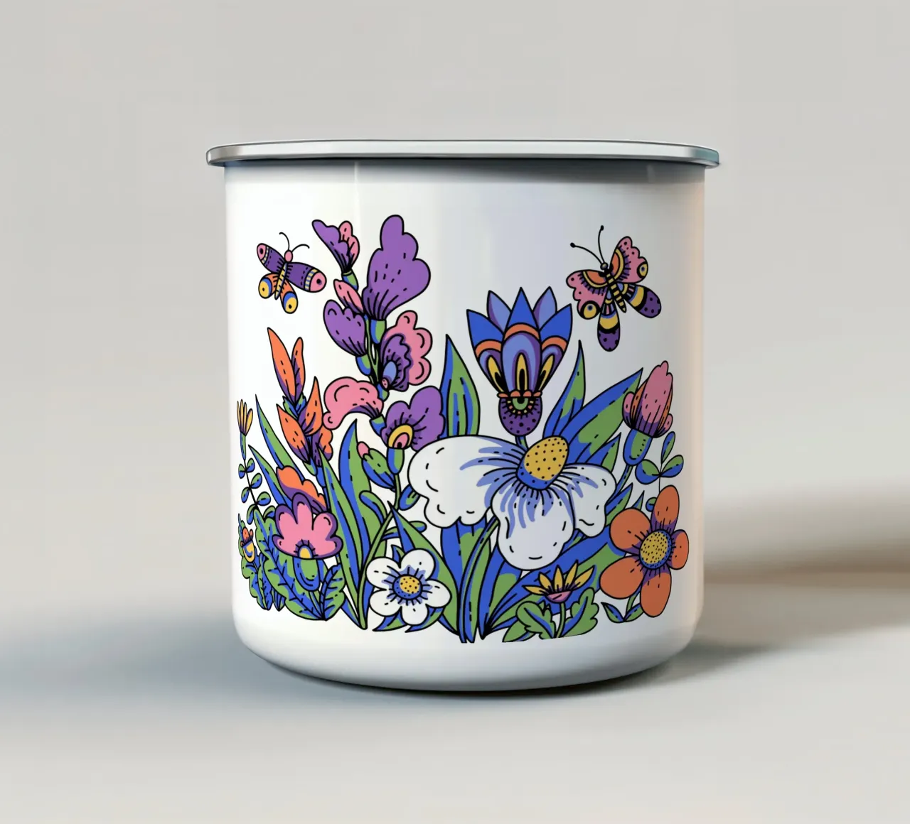 Fiori selvatici tazza in smalto da Mohs