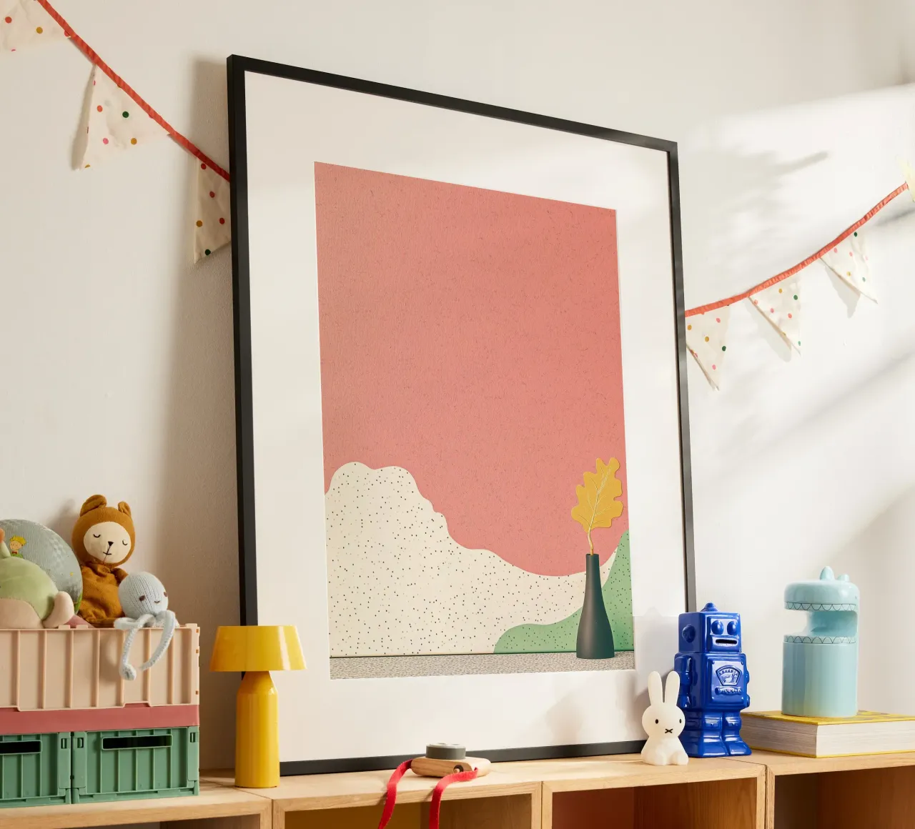 Elegante arte murale botanica astratta ZEN con accenti dorati poster con telaio in alluminio da Kaji