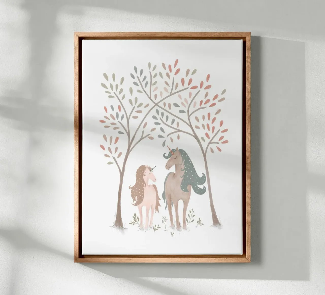 Enchanted Forest Unicorns - Whimsical Fantasy Art Print canvas with Floater frame by Urchin Bay Art