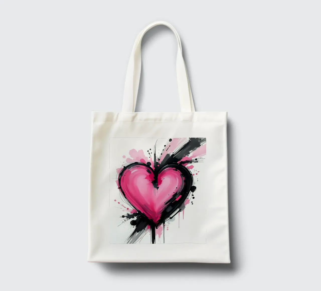 cuore_rosa_nero_4 borsa in juta da Pink- und LoveArt by LK