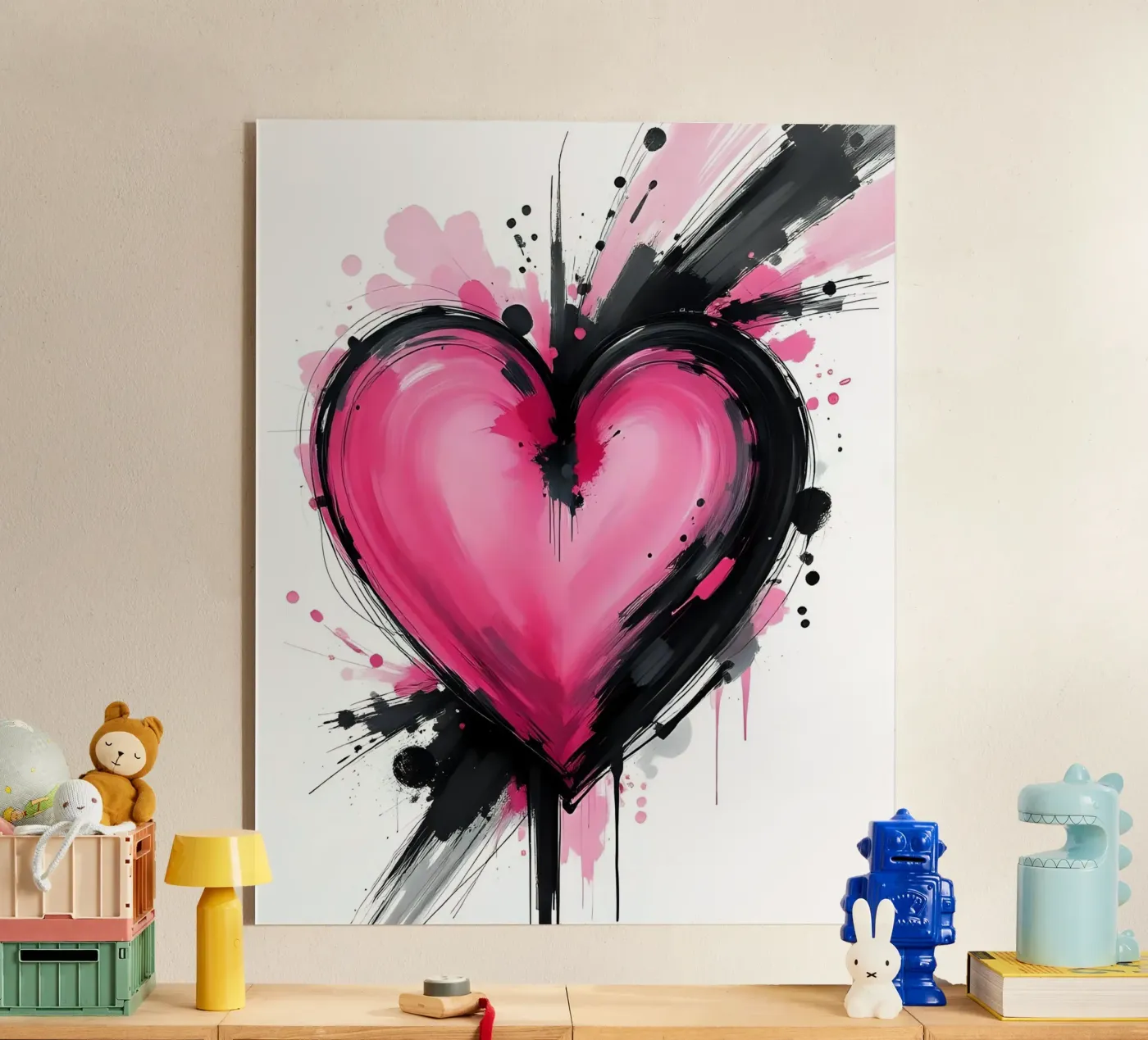 heart_pink_black_4 acrylic glass by Pink- und LoveArt by LK