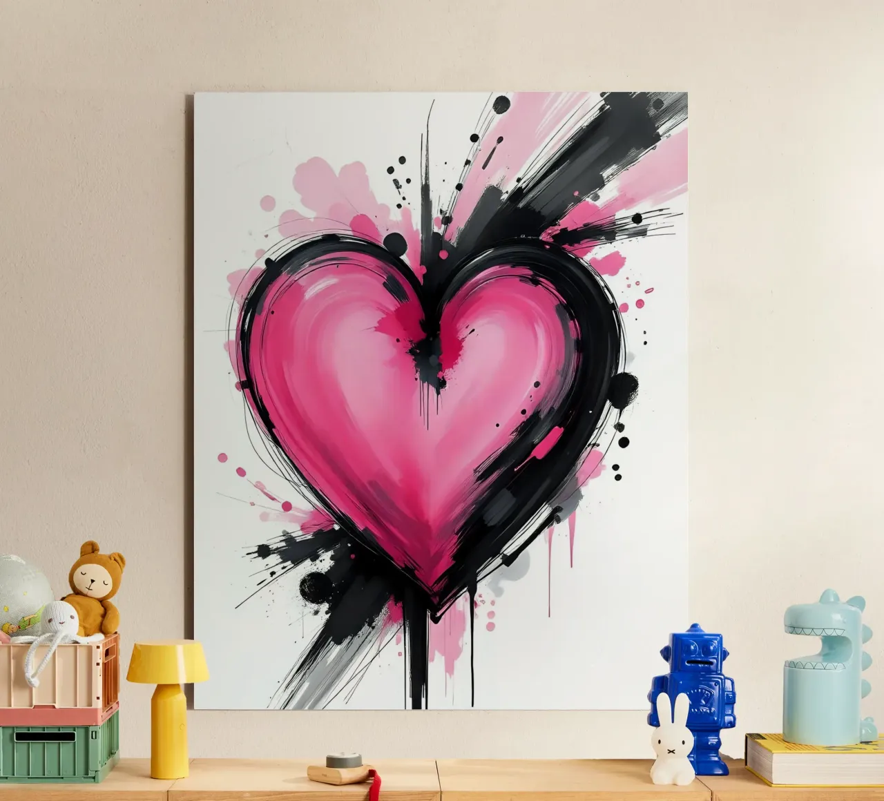 cuore_rosa_nero_4 alluminio dibond da Pink- und LoveArt by LK