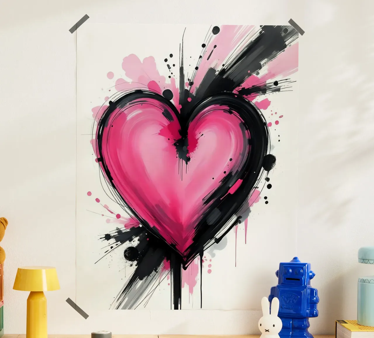cuore_rosa_nero_4 carta hahnemühle da Pink- und LoveArt by LK